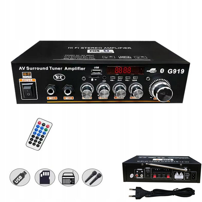 INTEGRATED HI-FI STEREO AMPLIFIER G919 BLUETOOTH 5.0+ REMOTE CONTROL STE