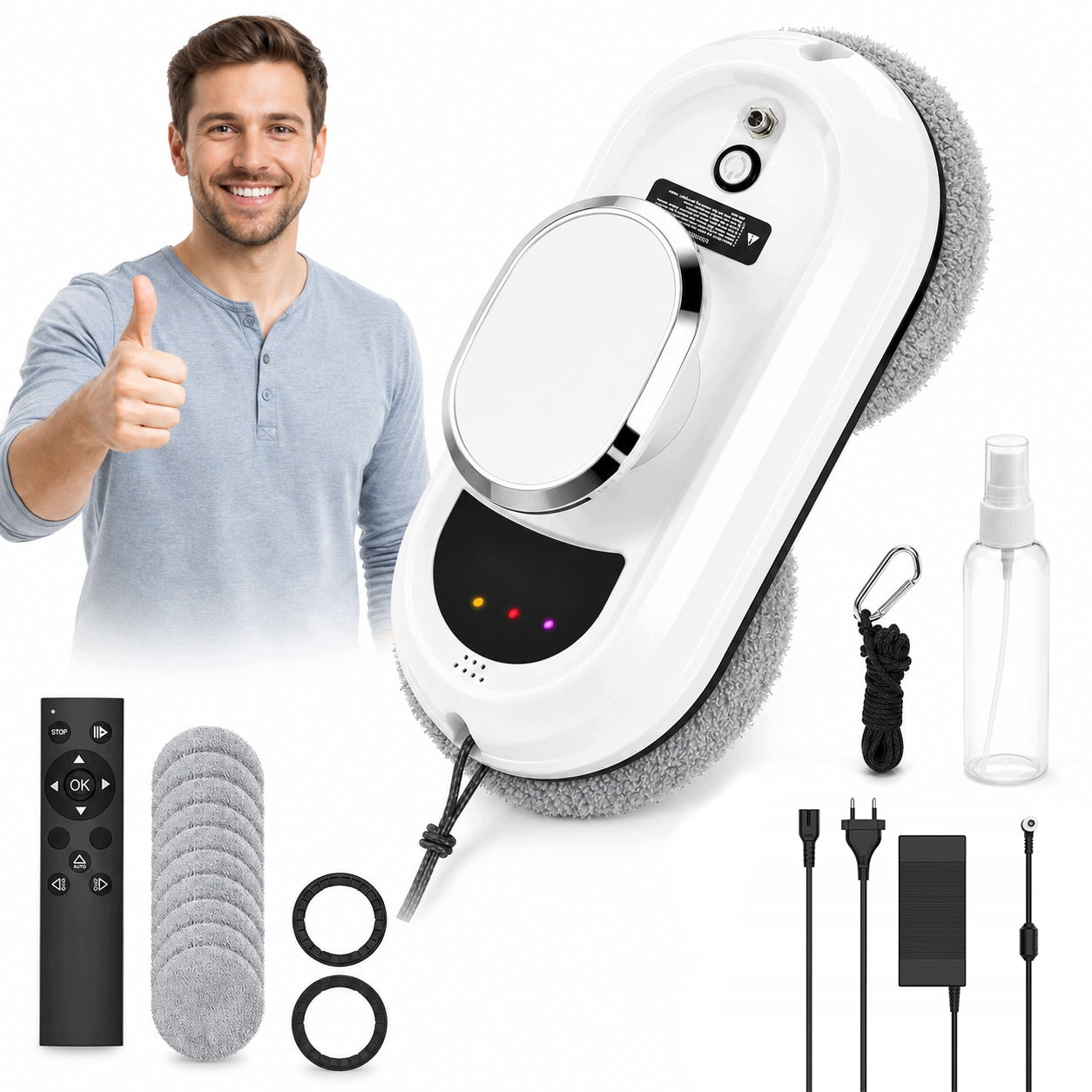 INTELLIGENT ROBOT DEVICE FOR CLEANING WINDOWS, WINDOWS AND MIRRORS - SET