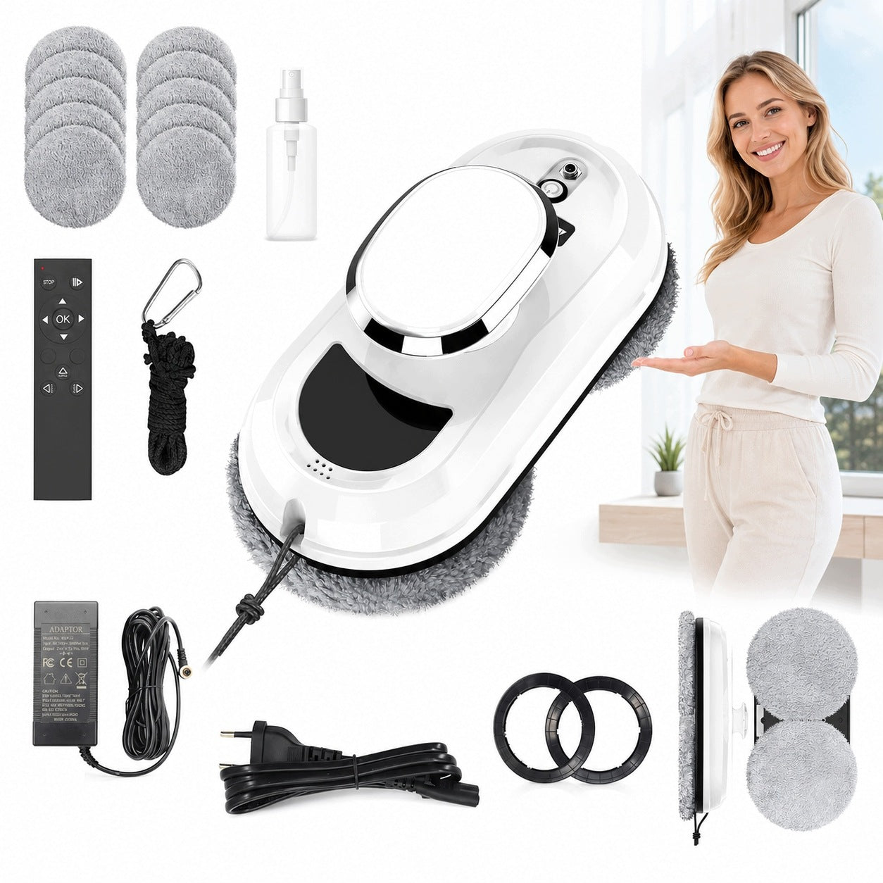 INTELLIGENT ROBOT DEVICE FOR CLEANING WINDOWS, WINDOWS AND MIRRORS - SET