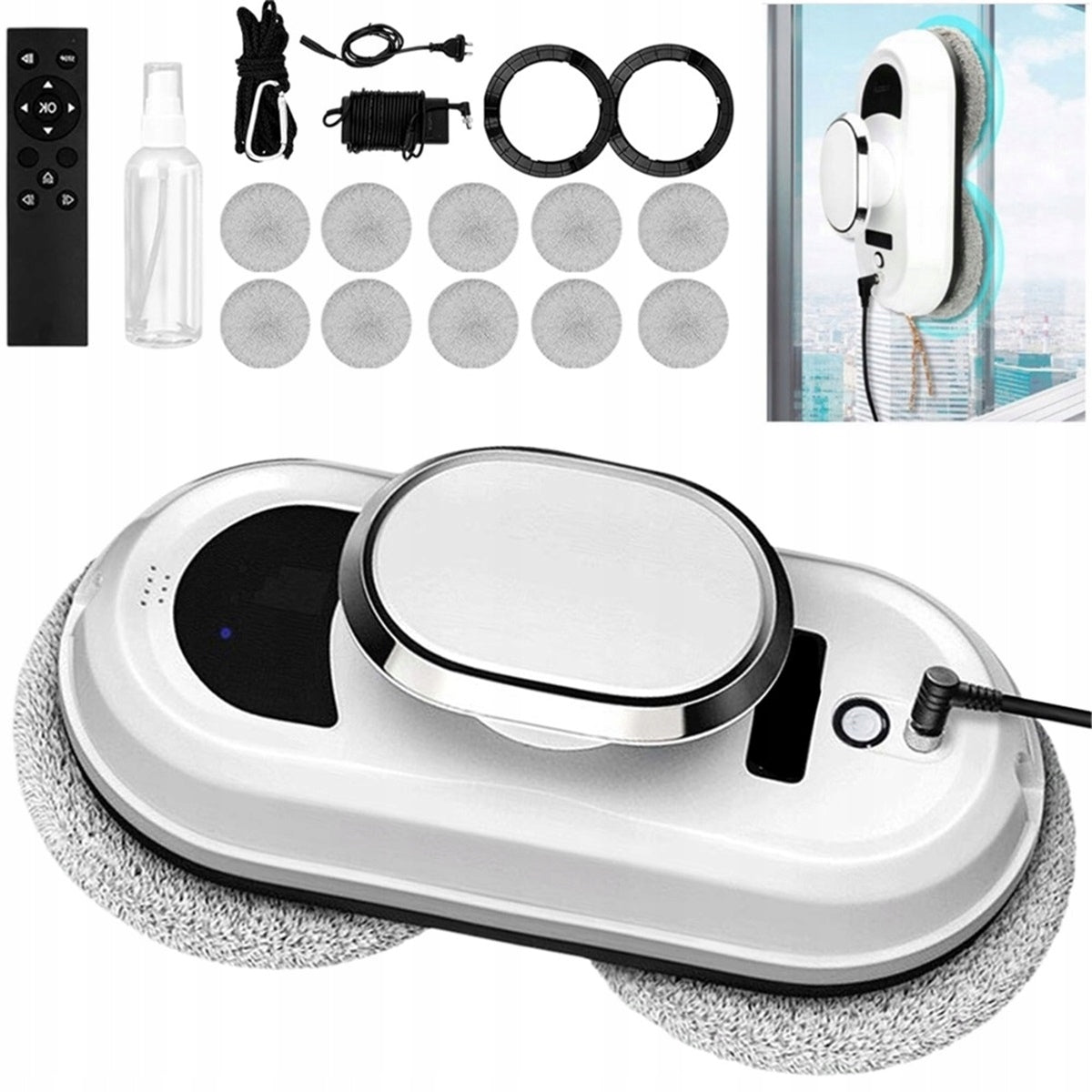 INTELLIGENT ROBOT FOR CLEANING WINDOWS AND MIRRORS WITH PROTECTION AGAINST Packaging status original