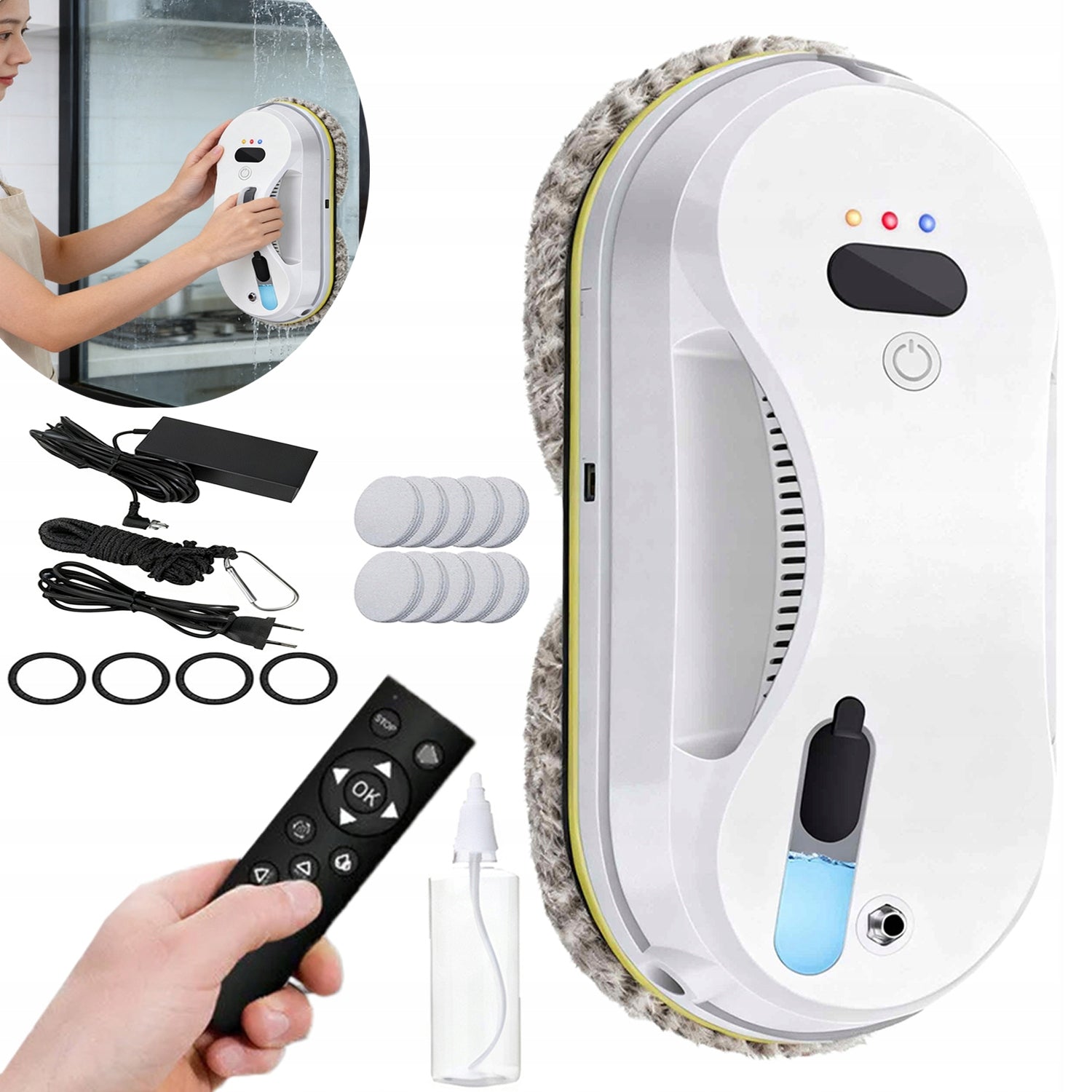 INTELLIGENT ROBOT FOR WASHING WINDOWS AND TILES WITH 3 ROUTE PLANS AND DOES NOT FALL