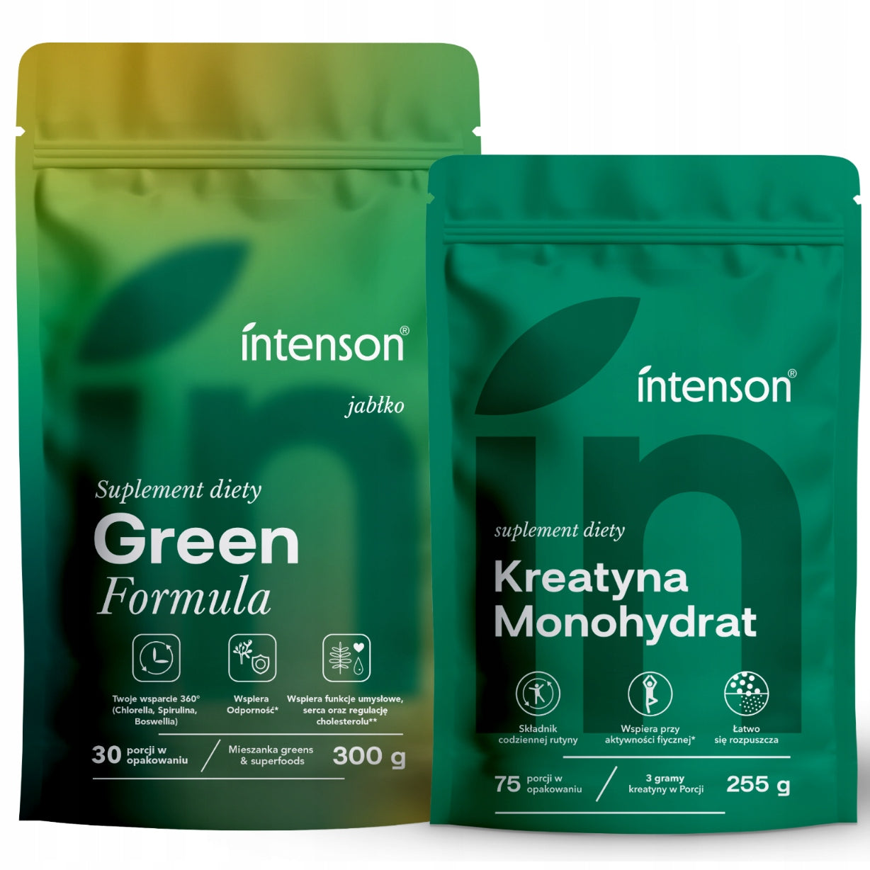 INTENSON Green blend GREEN SUPERFOODS 300g + CREATINE monohydrate 255g