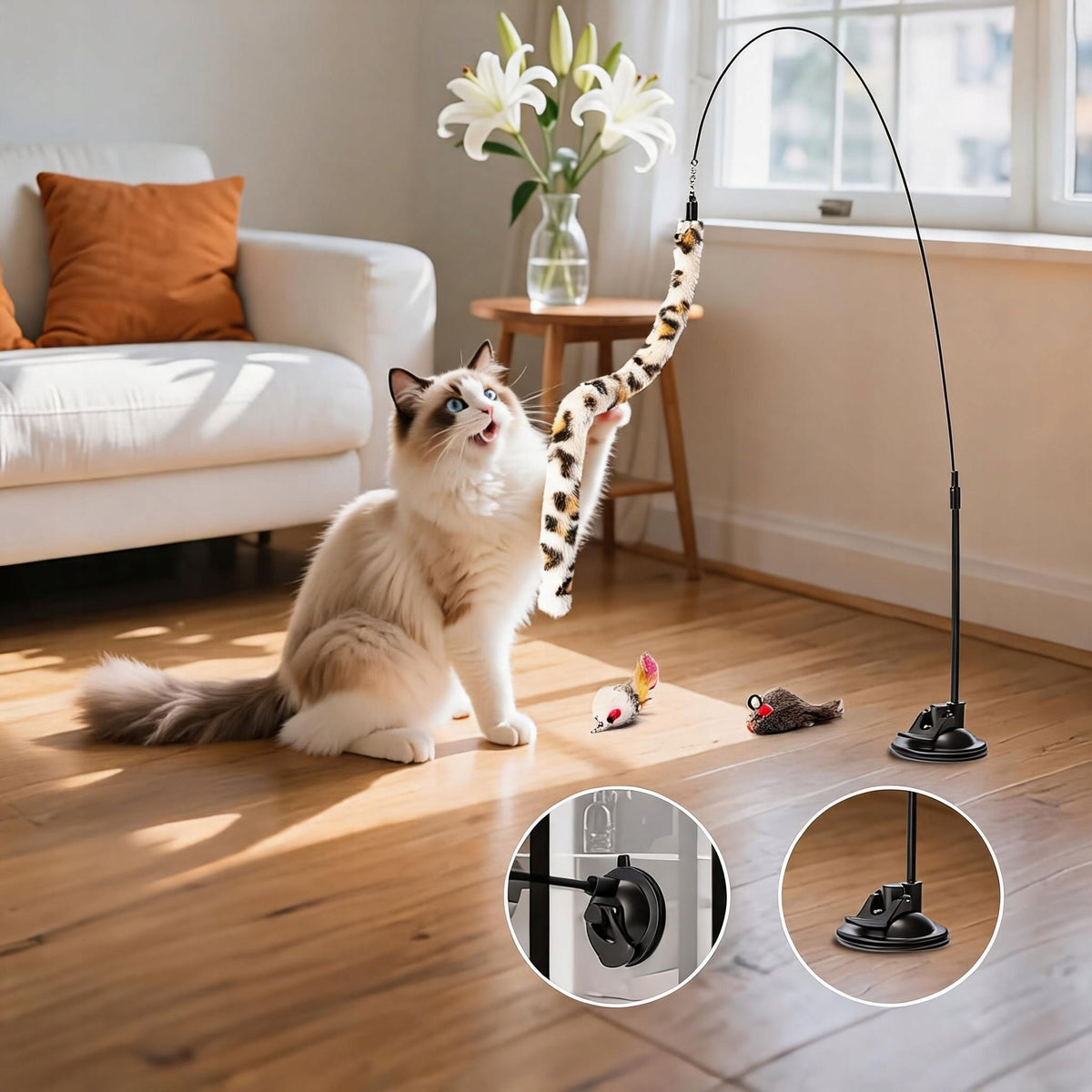 INTERACTIVE CAT TOY FISHING ROD WITH TIPS 17PCS Packaging status original