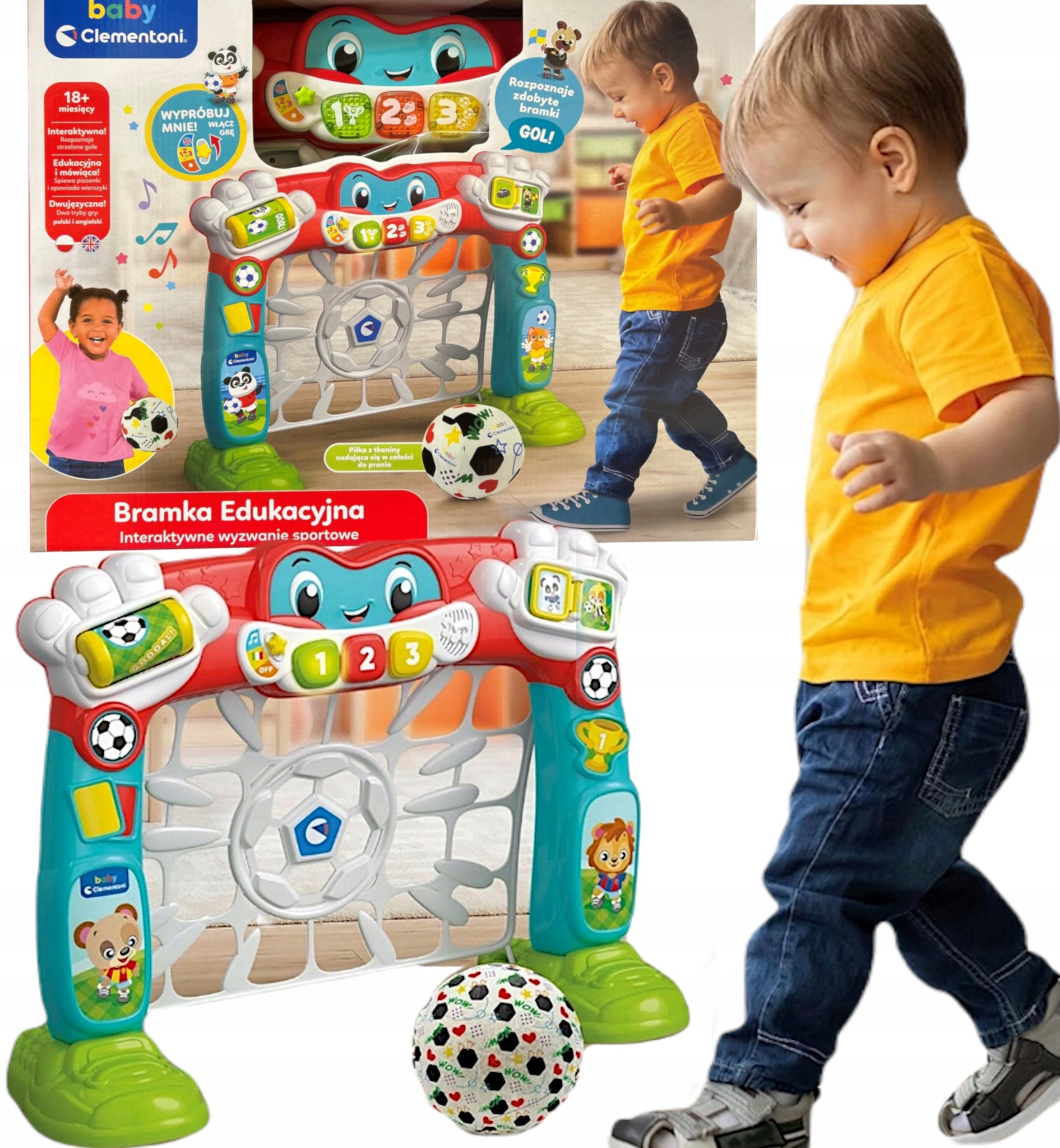 INTERACTIVE GOAL + BALL FOR CHILD HOME GIFT 18M+ CLEMENTONI Brand Clementoni