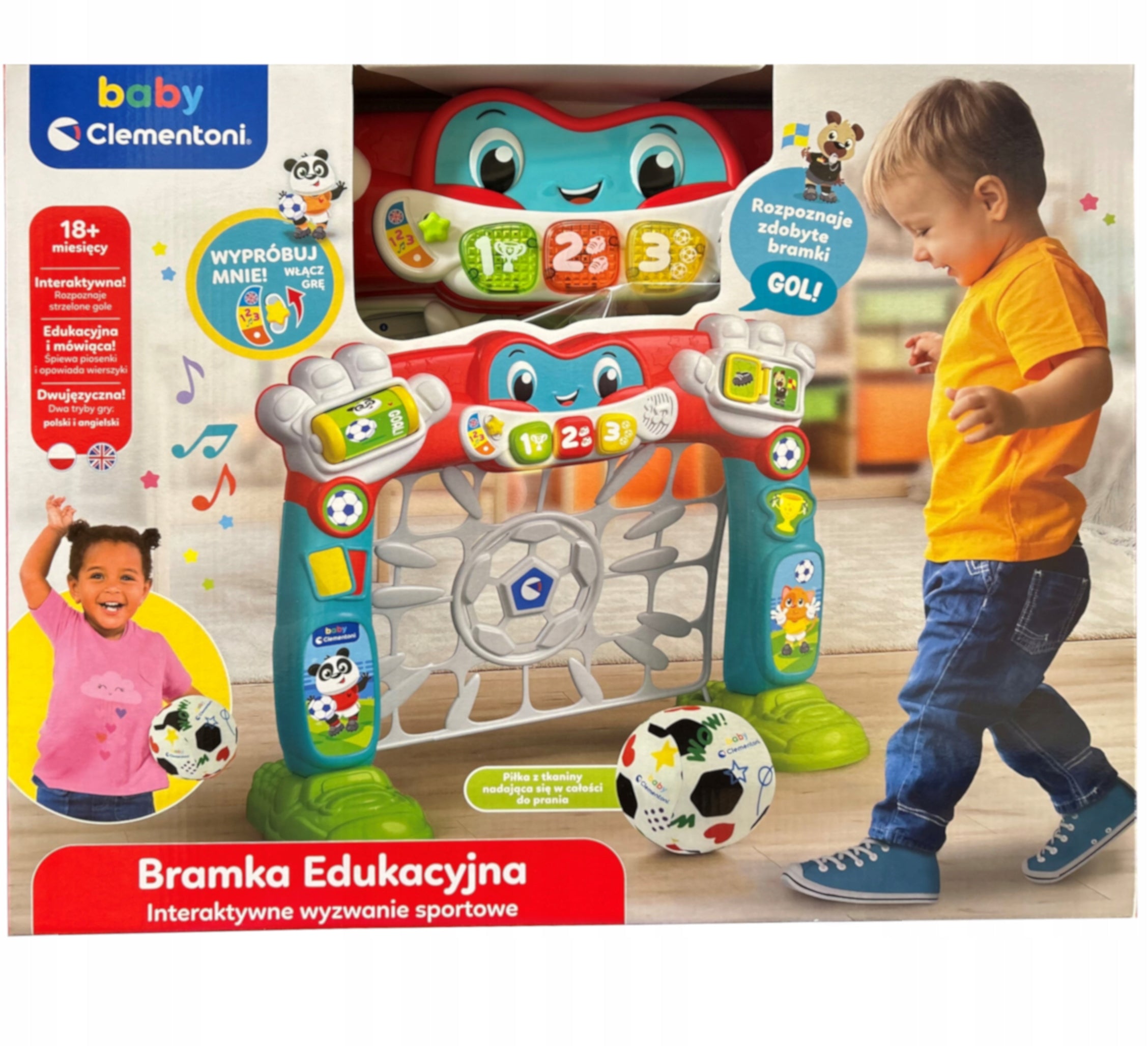 INTERACTIVE GOAL + BALL FOR CHILD HOME GIFT 18M+ CLEMENTONI