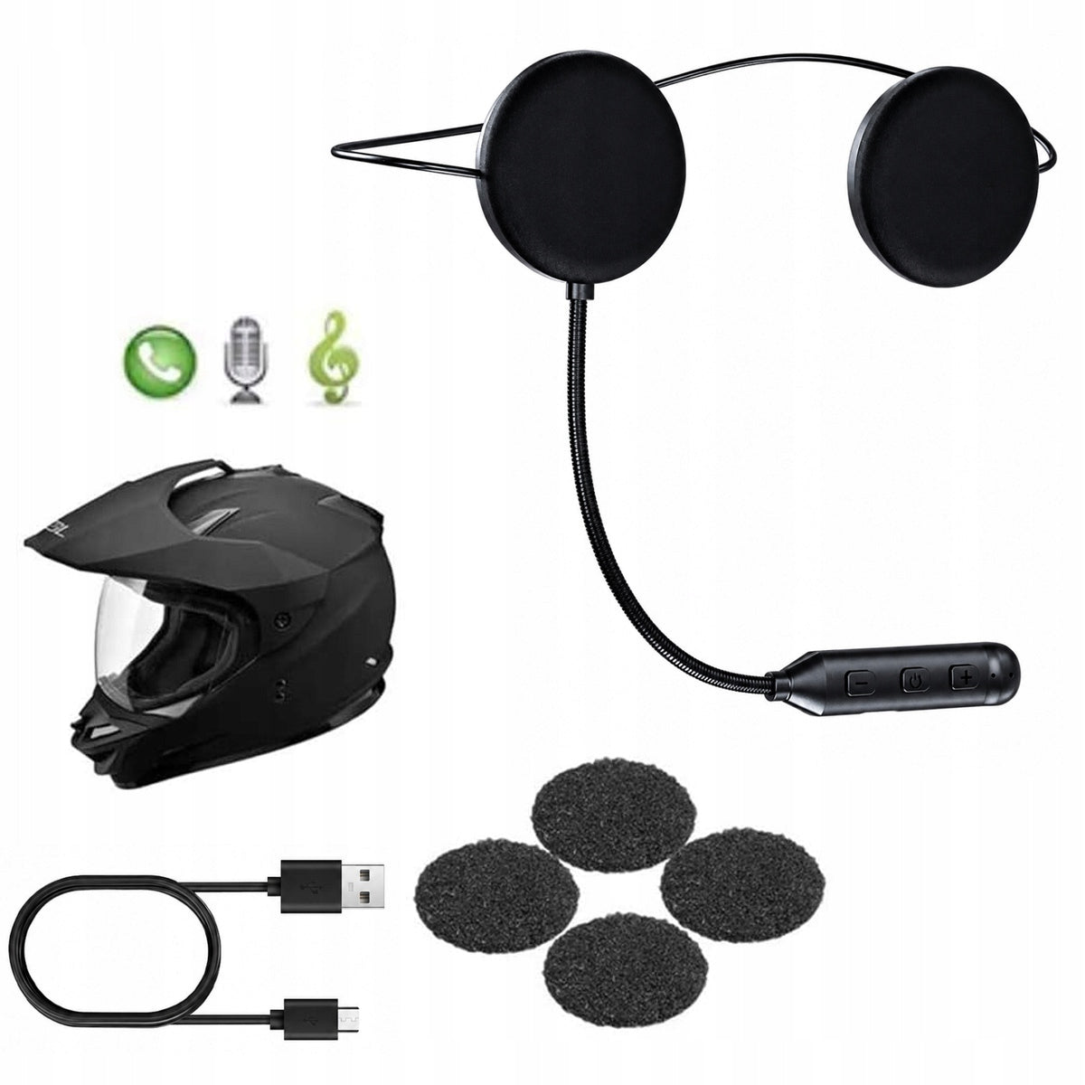 INTERCOM HEADPHONES BT BLUETOOTH FOR HELMET MOTORCYCLE BIKE FOR MUSIC CALLS