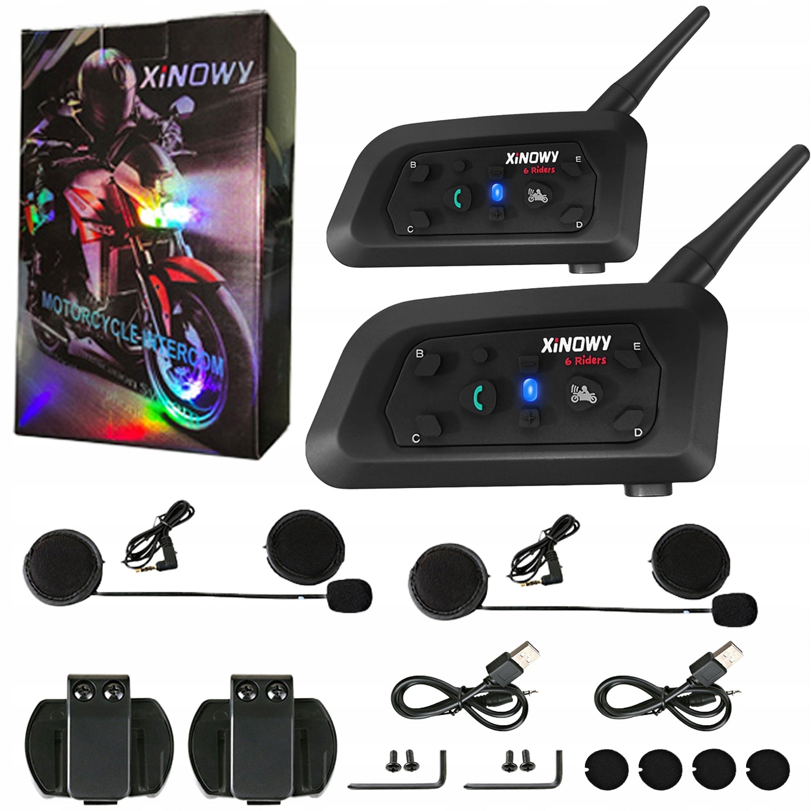 INTERCOM MOTORCYCLE INTERCOM 1200M IP67 2024 CLASSIC LOOK FOR 2 HELMET