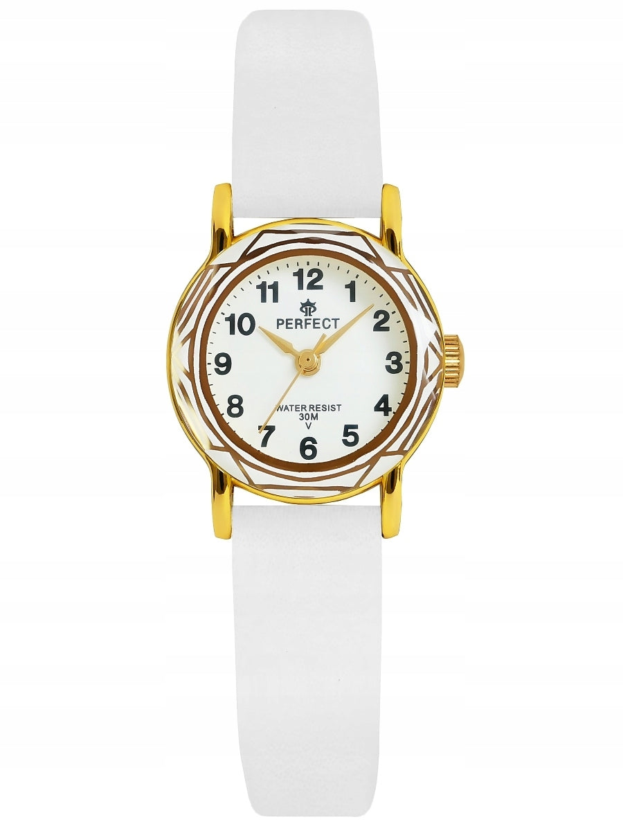 INTERESTING WHITE CHILDREN'S WATCH - ON THE STRAP - PATTERN ON THE DIAL - PERFECT Packaging status original