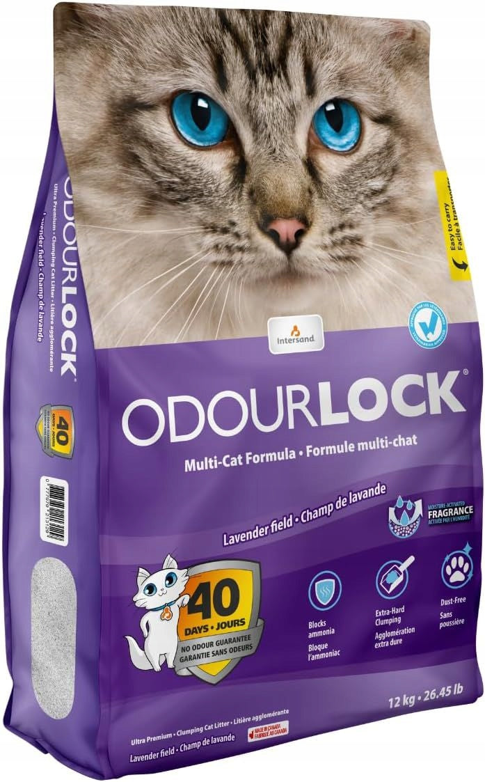 INTERSAND CAT LITTER ODOUR LOCK LAVENDER 12KG Product weight with unit packaging 12 kg