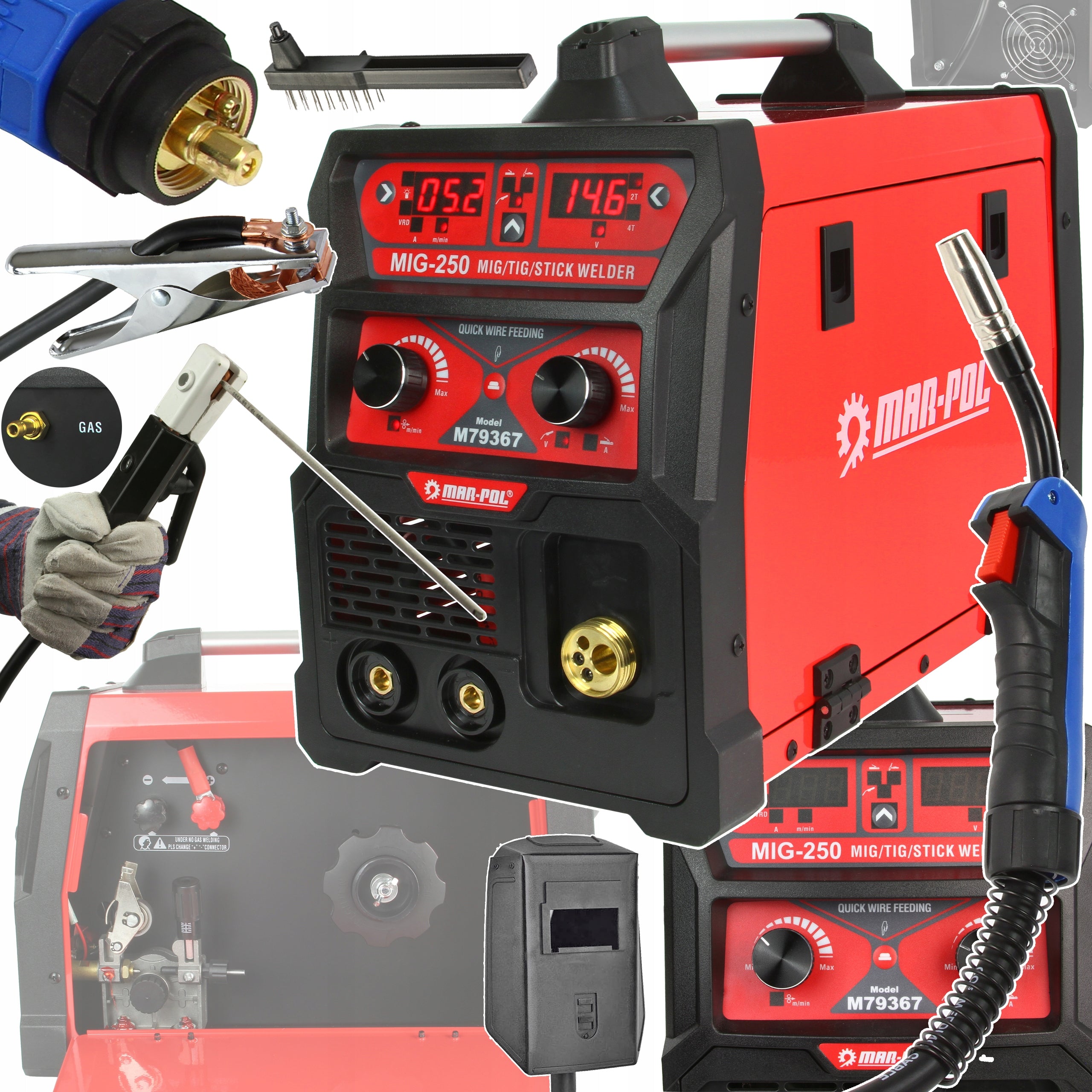 INVERTER WELDER 250A MIGOMAT MIG MMA TIG 3 IN 1 GAS
