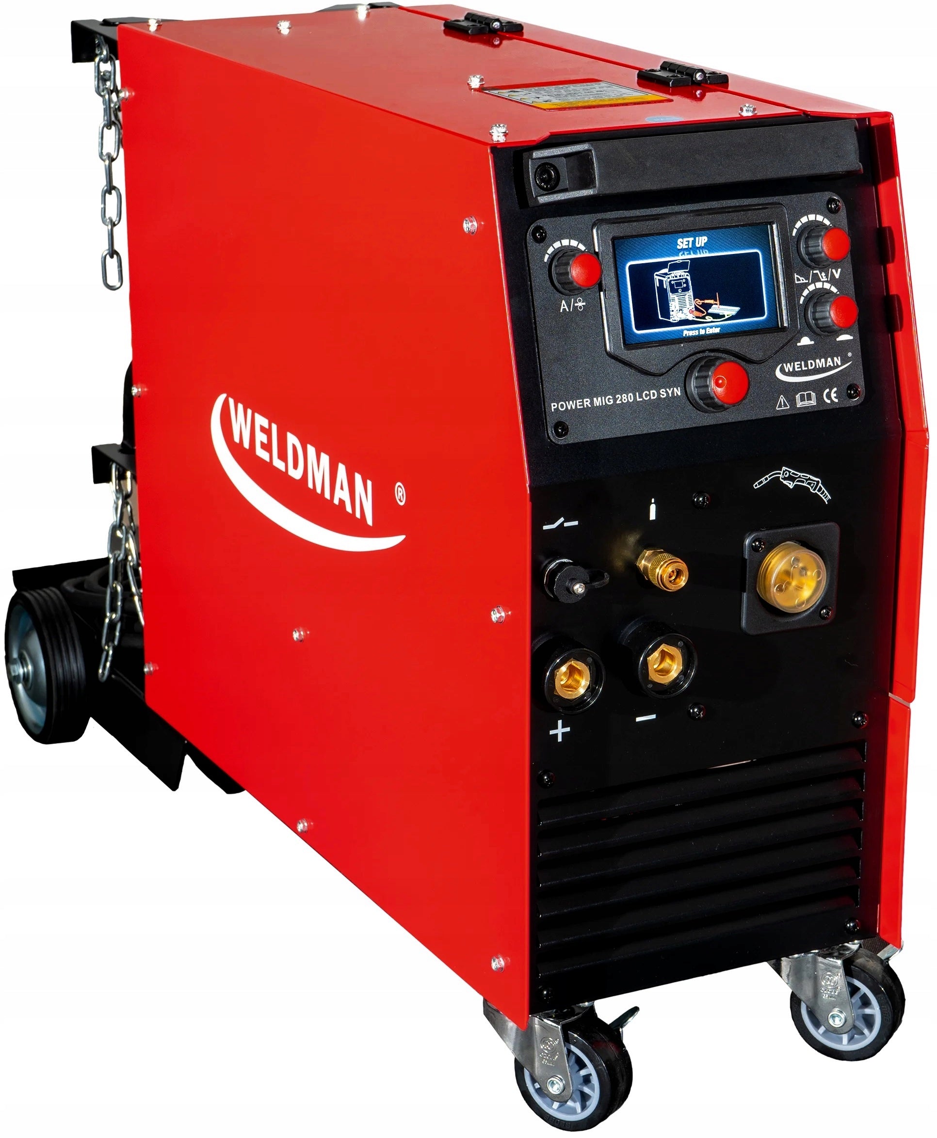 INVERTER WELDER MIGOMAT WELDMAN POWER MIG 280 LCD 4x4 SYNERGY 400V Brand Weldman