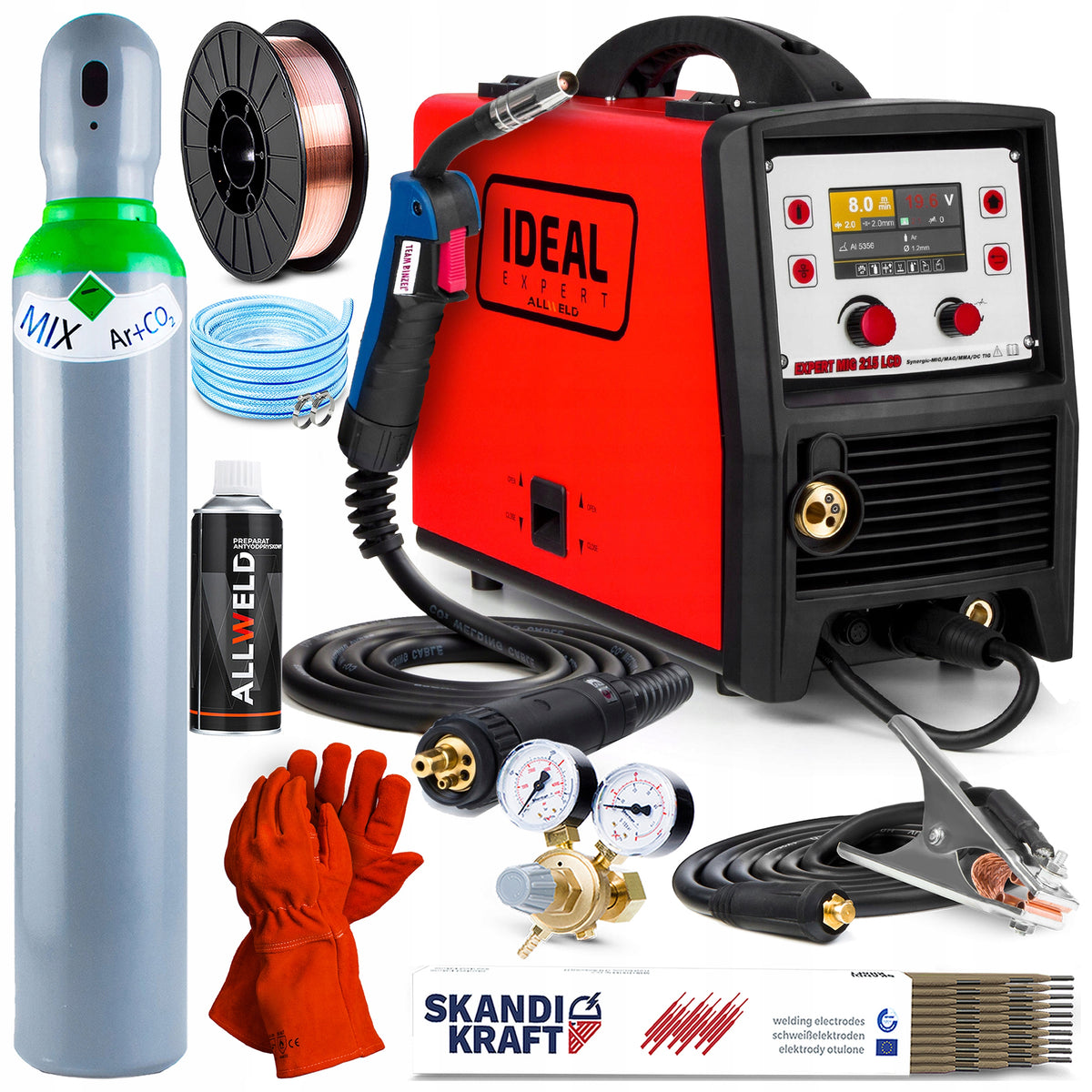 INVERTER WELDING MACHINE IDEAL EXPERT MIG 215 LCD MMA TIG 200A SYNERGY IGBT