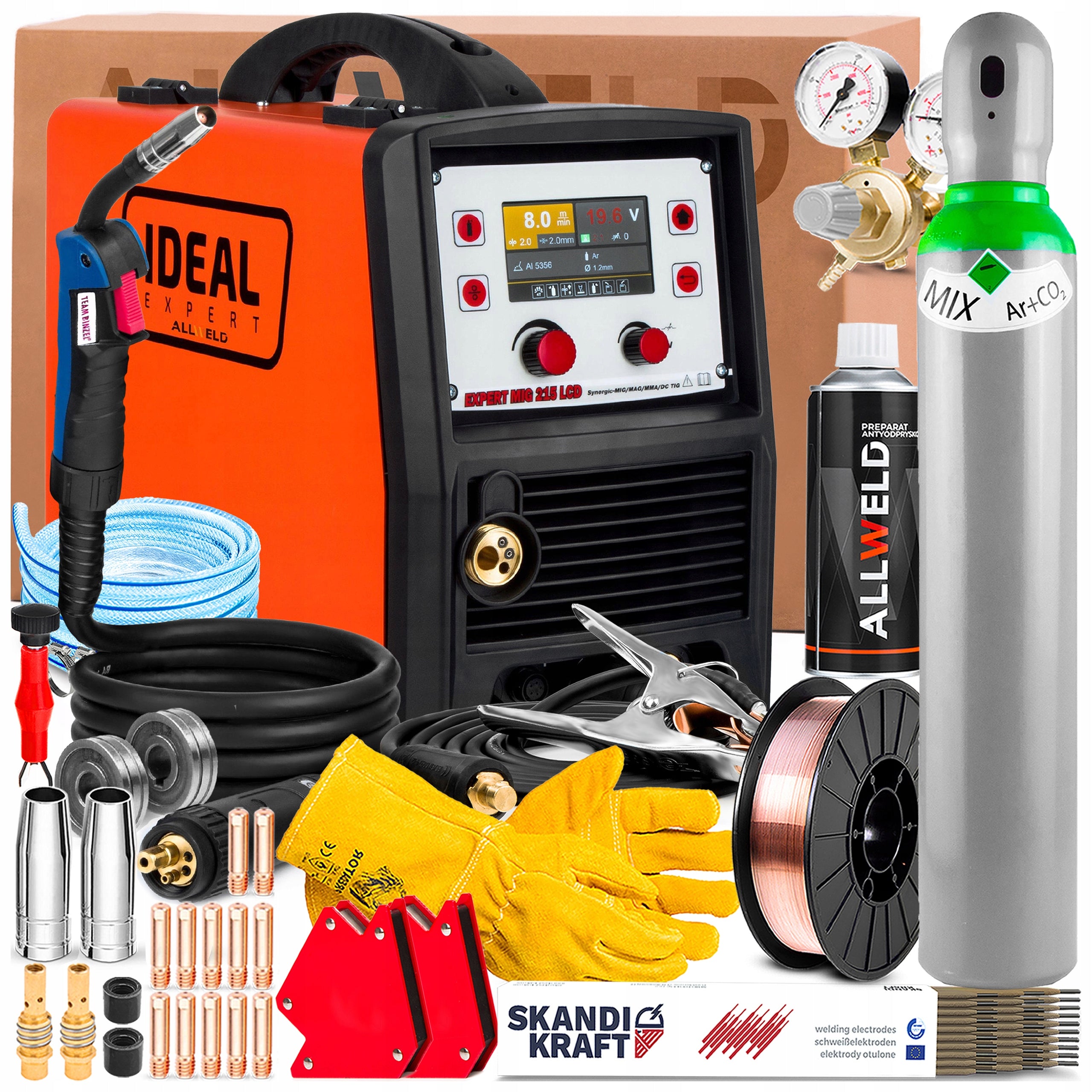 INVERTER WELDING MACHINE IDEAL EXPERT MIG 215 LCD MMA TIG DC 230V 200A SYNERGY