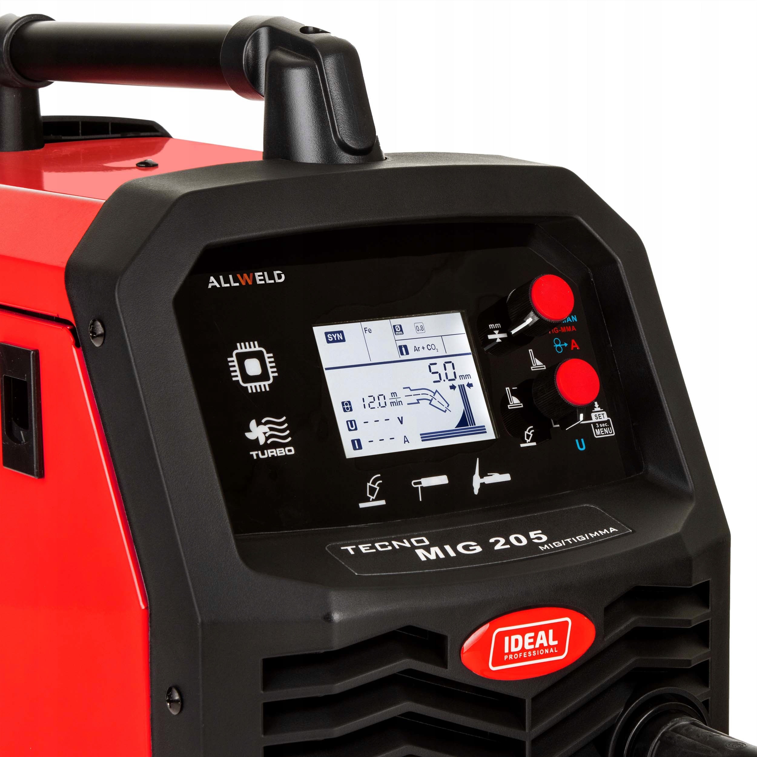 INVERTER WELDING MACHINE IDEAL TECNO MIG 205 LCD SYNERGY ALUMINIUM IGBT 200A Manufacturer code TECNO MIG 205 new
