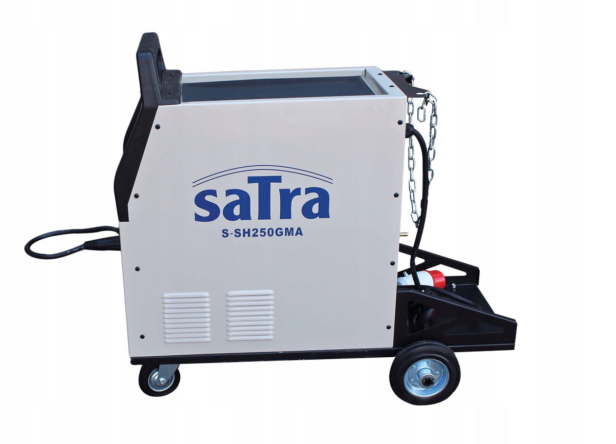 INVERTER WELDING MACHINE IGBT MIG/MMA/LIFT TIG SATRA S-SH250GMA Additional features transport wheels infinitely adjustable welding current EURO holders LCD display