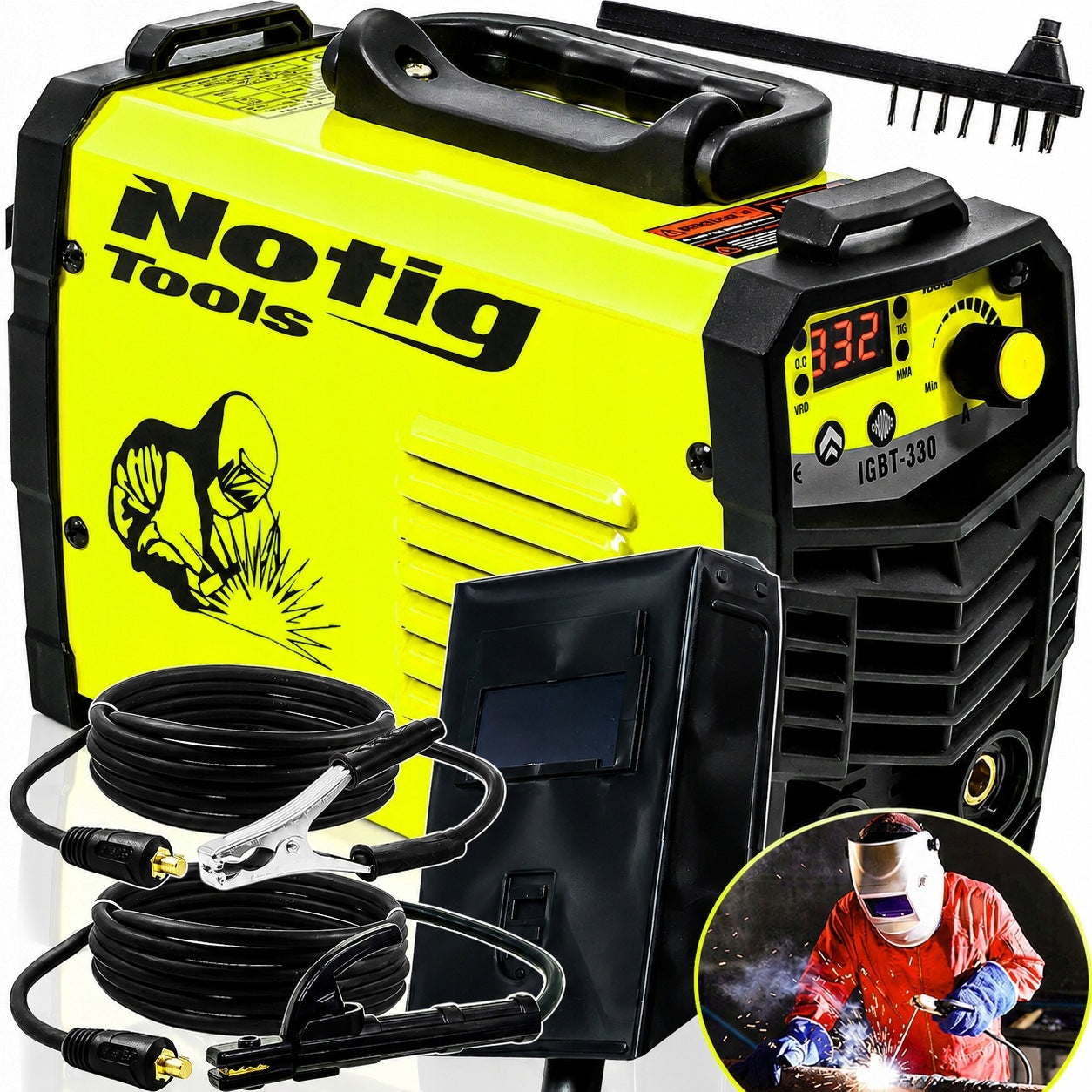 INVERTER WELDING MACHINE INVERTER 330A LCD MMA IGBT MASK BRUSH SET