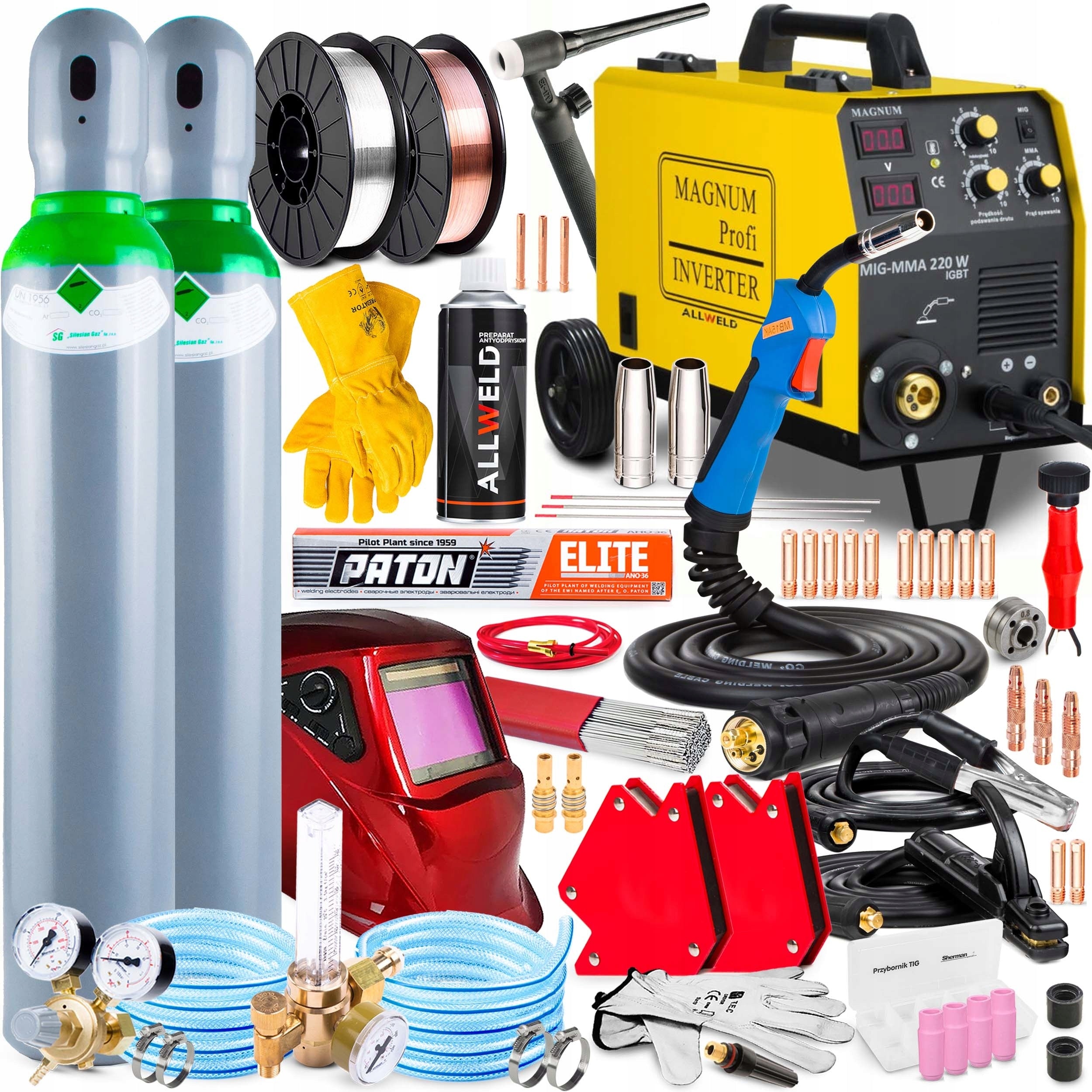 INVERTER WELDING MACHINE INVERTER MAGNUM MIG 220W MMA ALU 200A 230V IGBT SET
