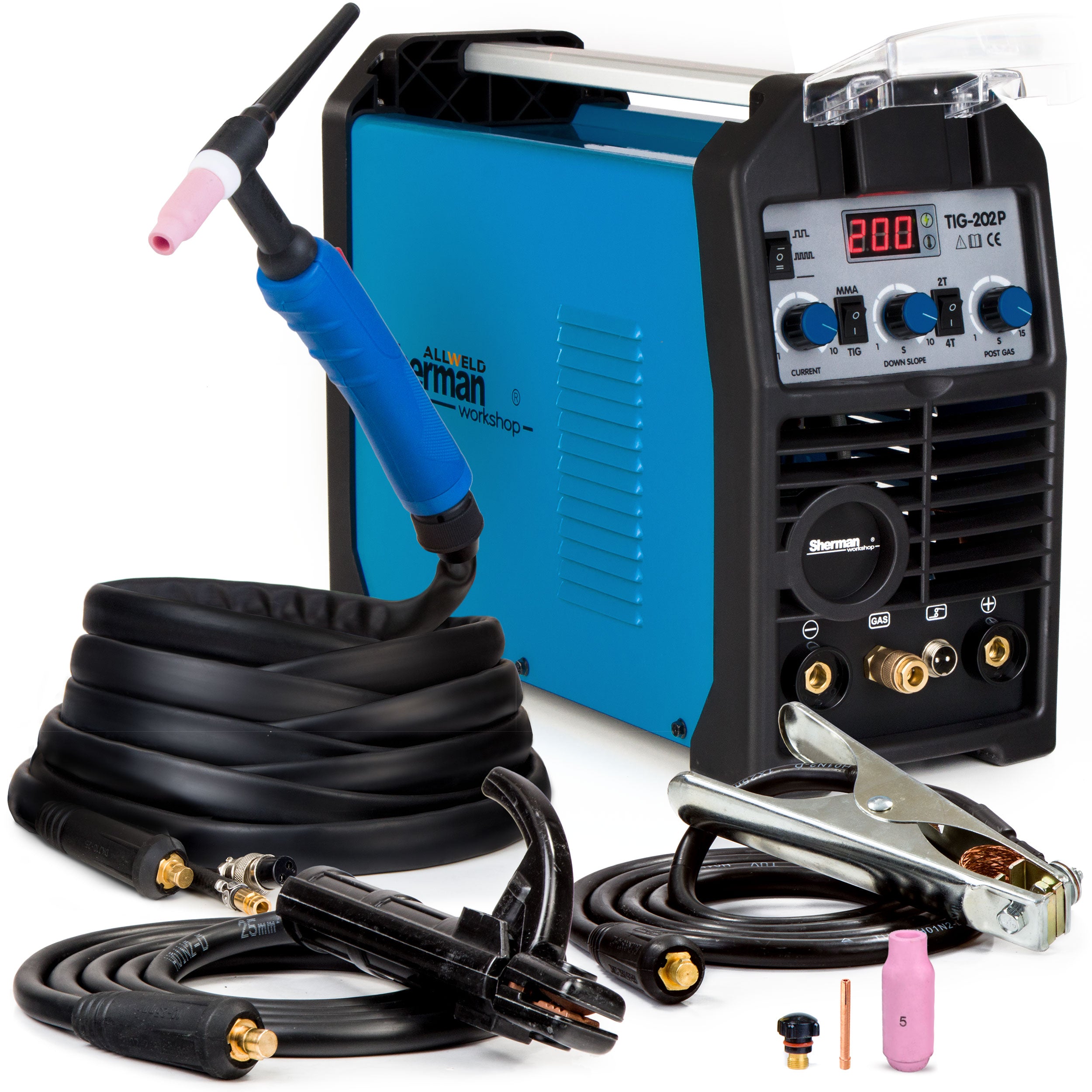 INVERTER WELDING MACHINE INVERTER SHERMAN TIG 202P MMA HF PULSE IGBT 200A 230V