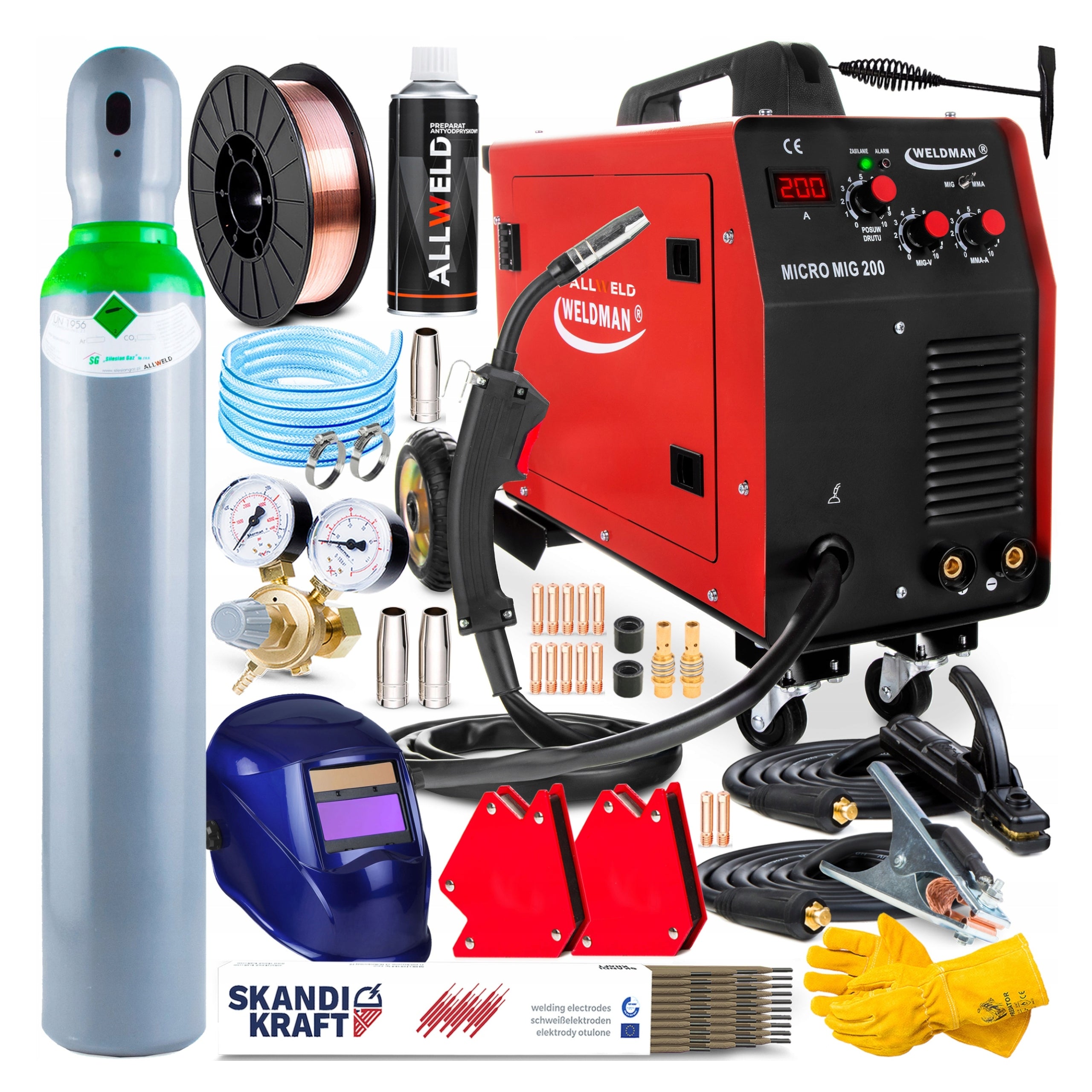 INVERTER WELDING MACHINE INVERTER WELDMAN MIG 200 MAG MMA ALUMINIUM 200A SET