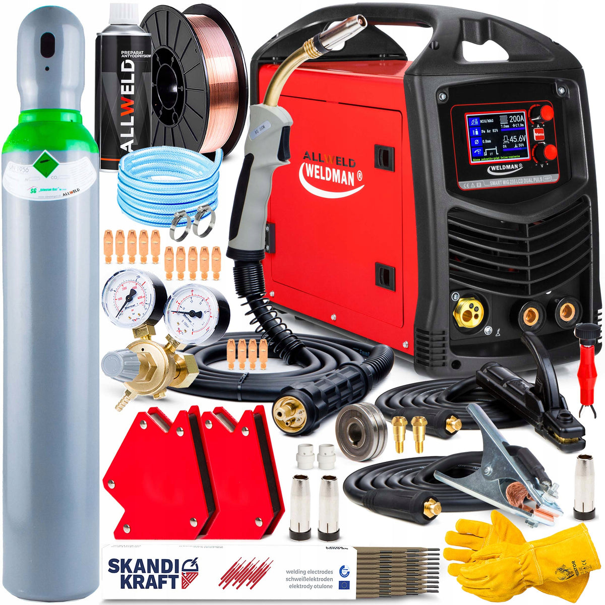 INVERTER WELDING MACHINE INVERTER WELDMAN MIG 235 LCD DUAL PULSE MMA TIG ALU 3IN1