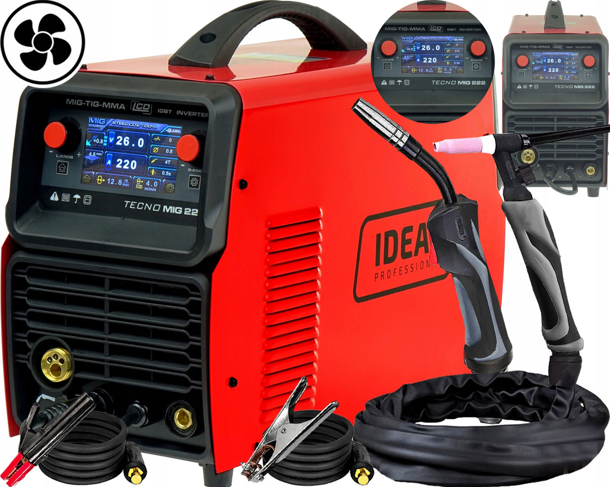 INVERTER WELDING MACHINE MIGOMAT SEMI-AUTOMATIC IDEAL TECNOMIG 222 LCD SYNERGIC