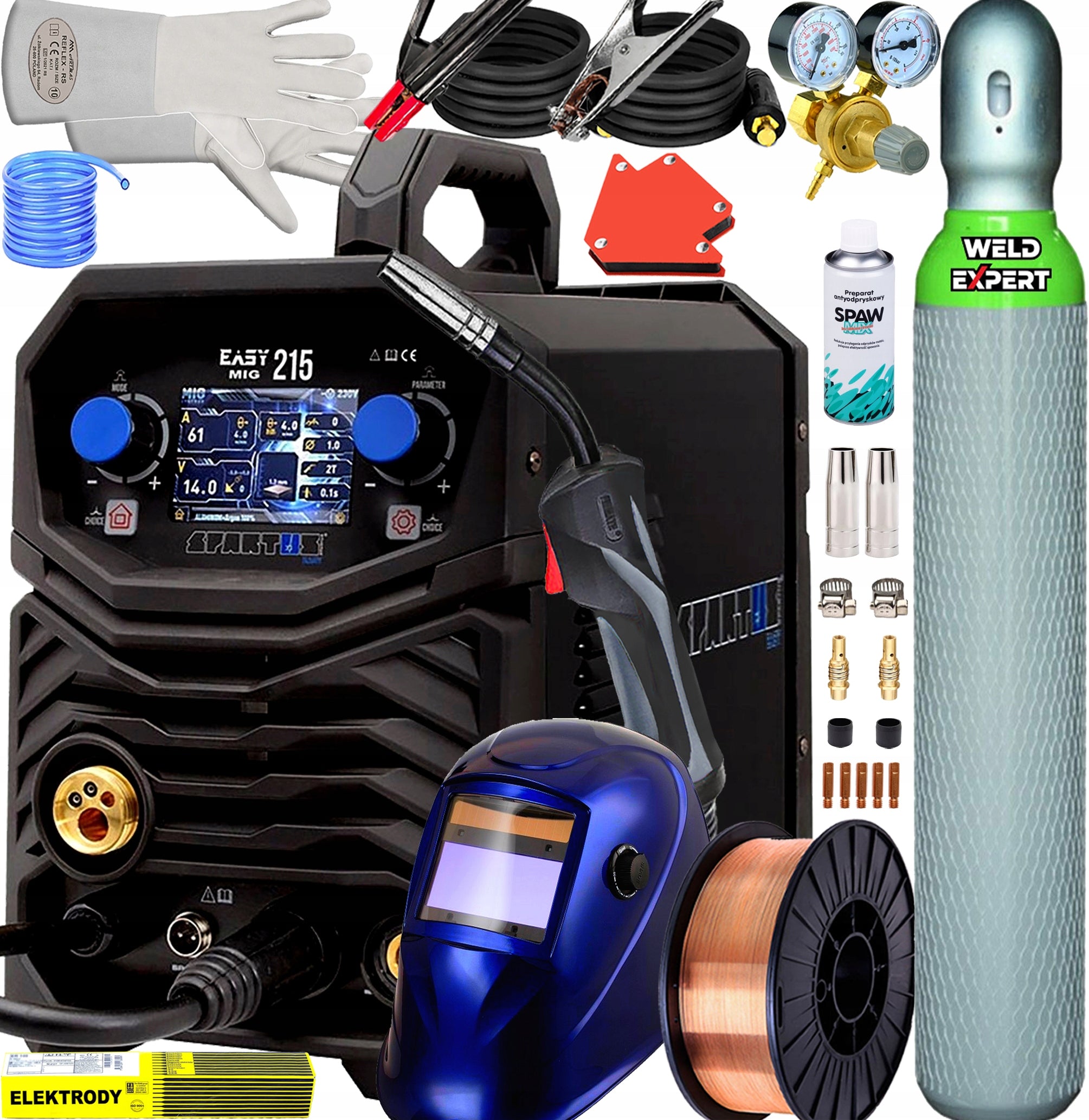 INVERTER WELDING MACHINE MIGOMAT SEMI-AUTOMATIC SPARTUS EASYMIG 215 PACKAGE SYNERGY