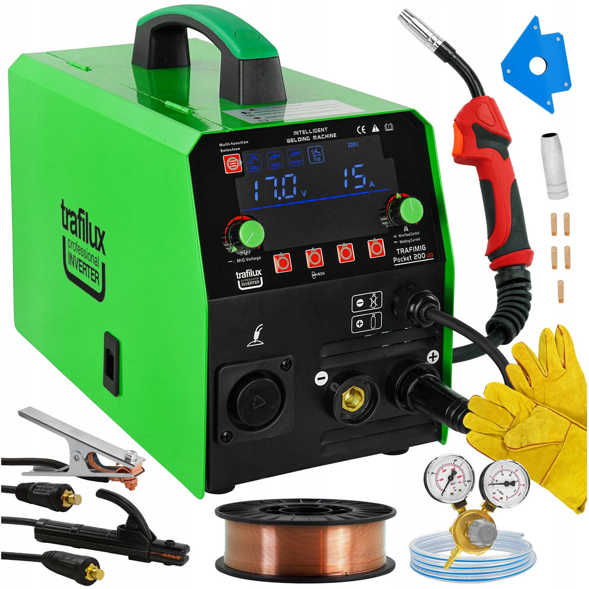 INVERTER WELDING MACHINE MIGOMAT TRAFILUX HITMIG POCKET 200 LED SYNERGY