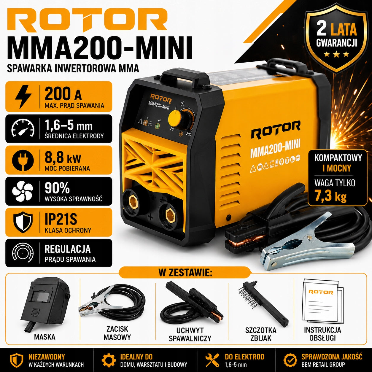 INVERTER WELDING MACHINE MMA200-MINI ROTOR 200A COMPACT FOR WELDING