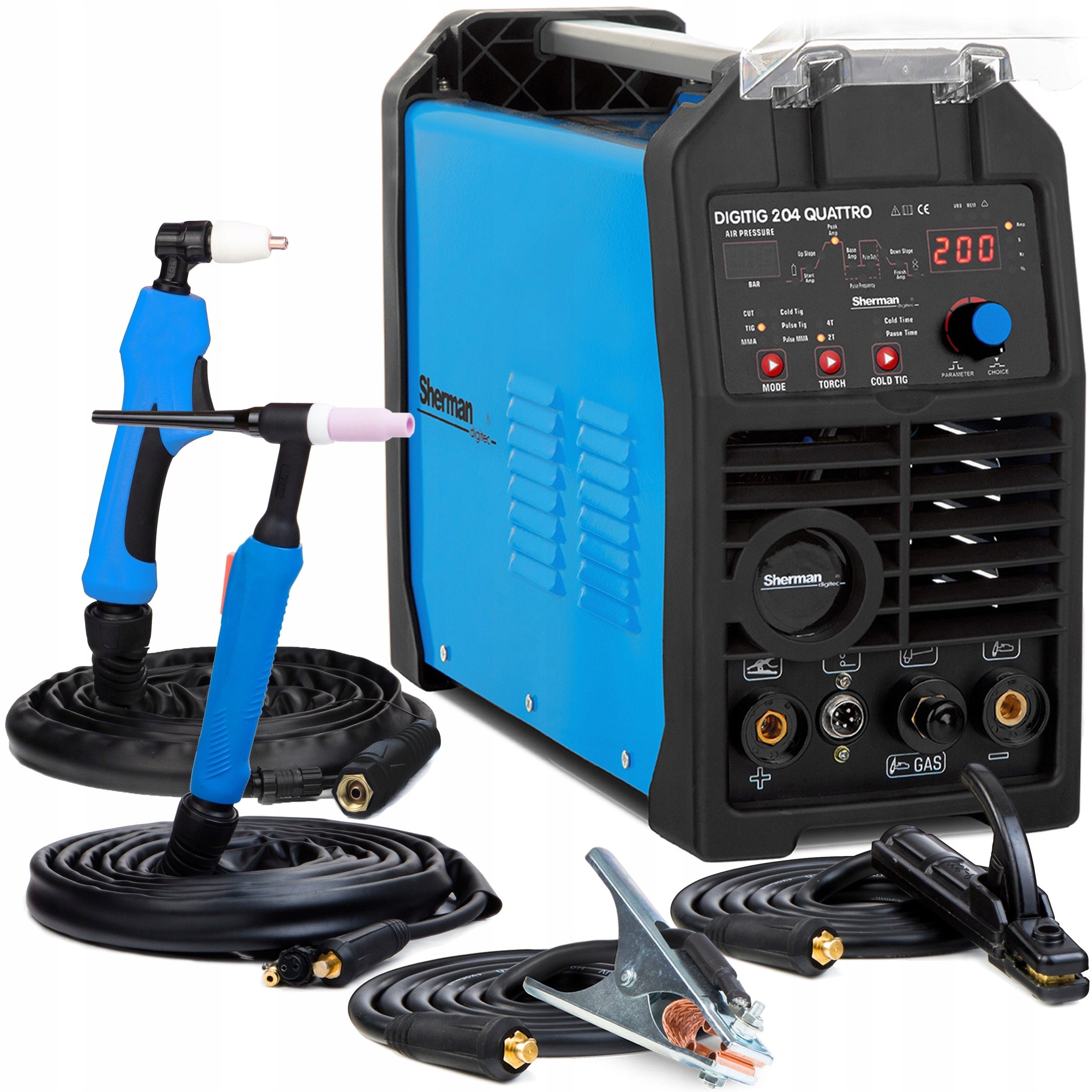 INVERTER WELDING MACHINE PLASMA CUTTER SHERMAN DIGITIG 204 QUATTRO 200A