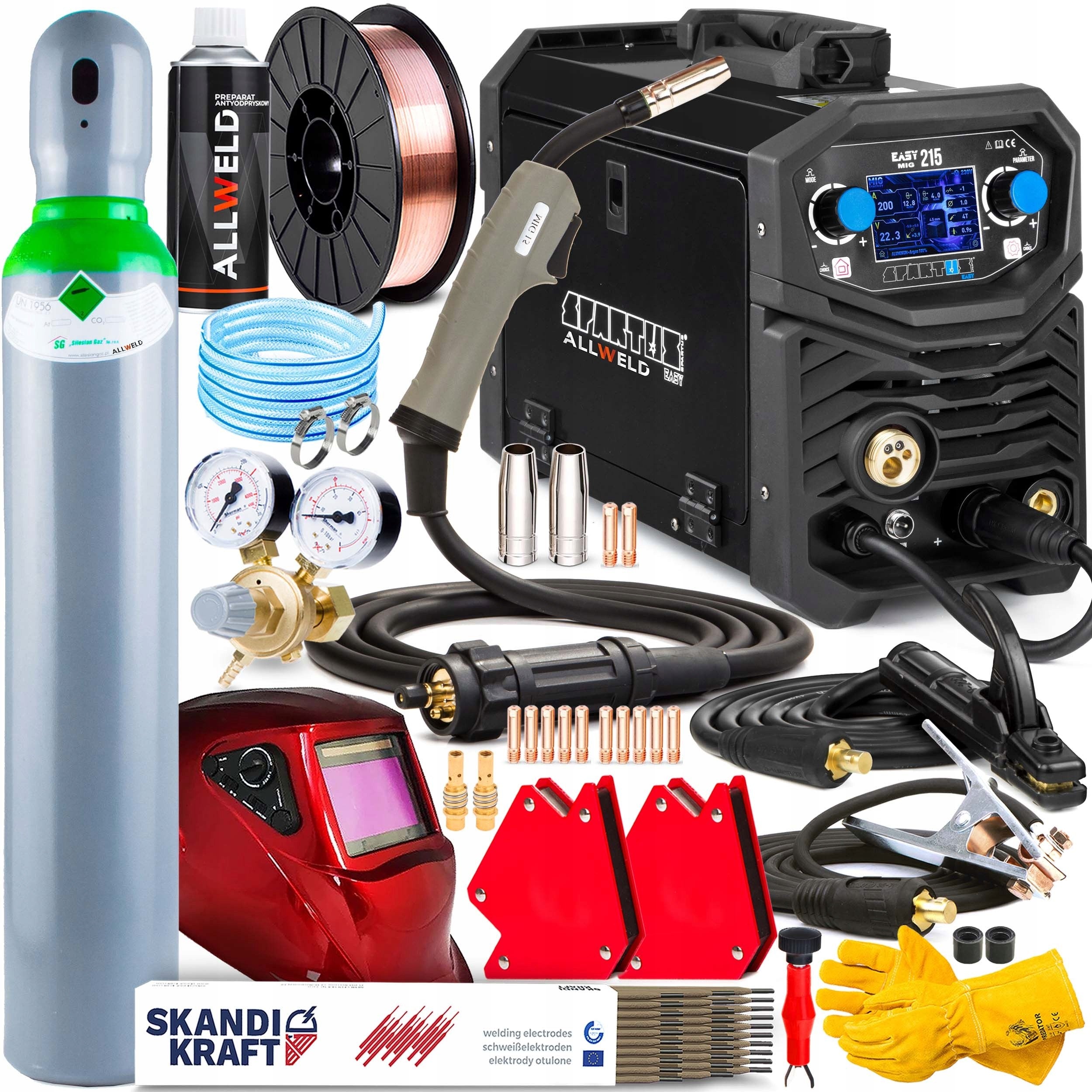 INVERTER WELDING MACHINE SPARTUS MIG 215 MMA TIG 230V 200A ALUMINIUM SYNERGY