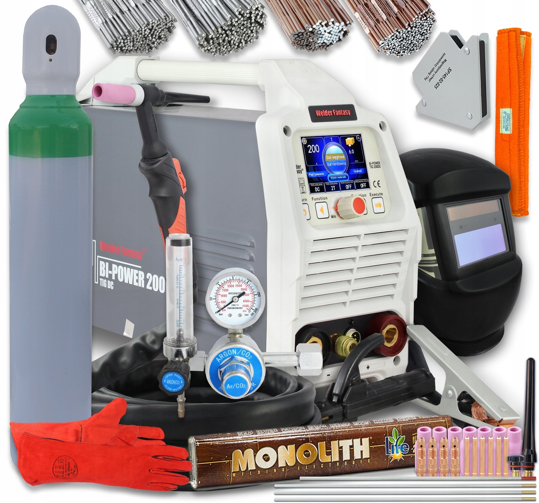 INVERTER WELDING MACHINE TIG BI-POWER 200 DC PULSE SYNERGY SPOT MMA SET