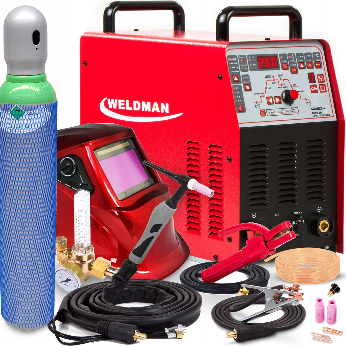 INVERTER WELDING MACHINE WELDMAN BRAVO TIG 250 AC DC PULSE MMA 230V ALU IGBT HF