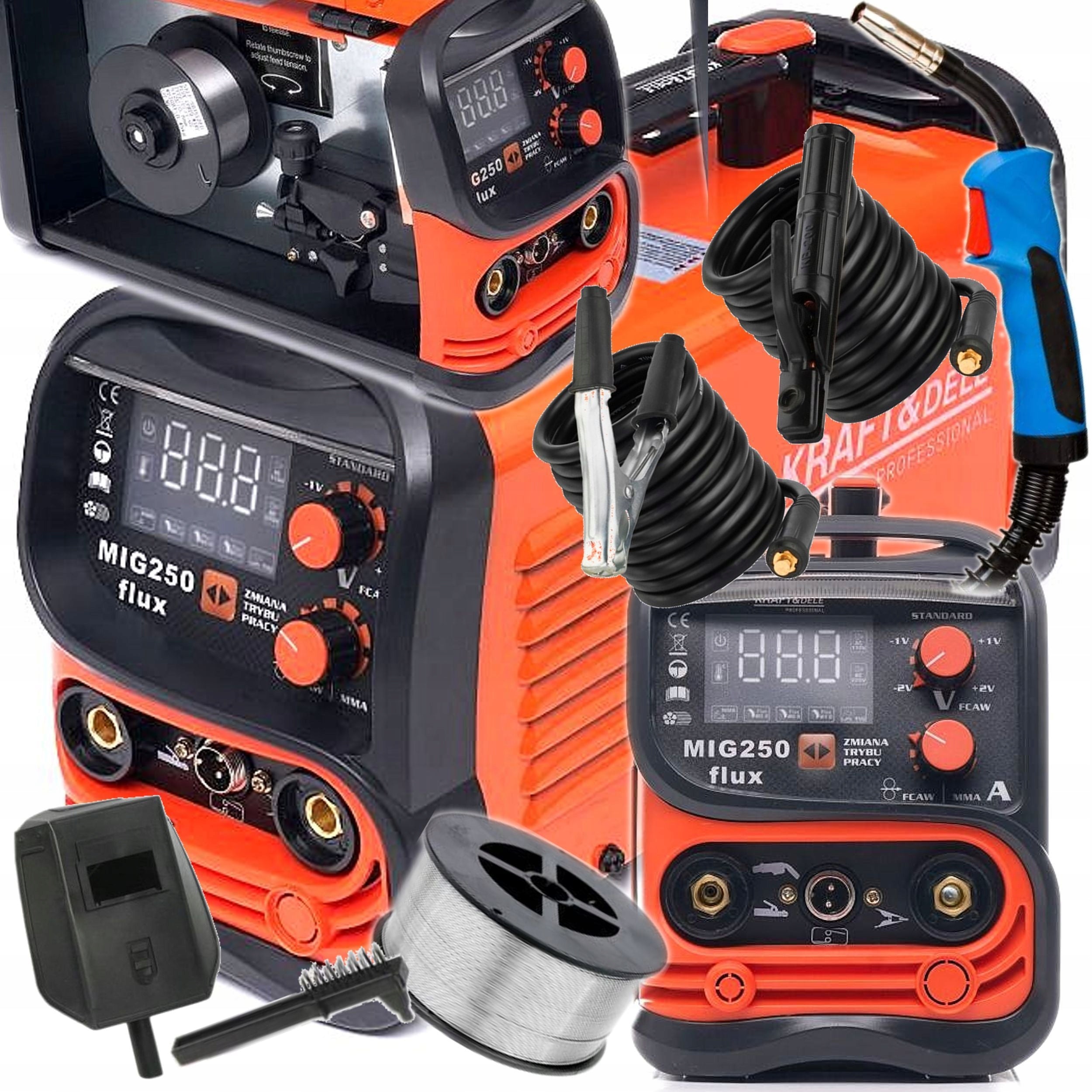 INVERTER Welder FLUX MIG MMA LIFT TIG 250A SEMI-AUTOMATIC 4in1