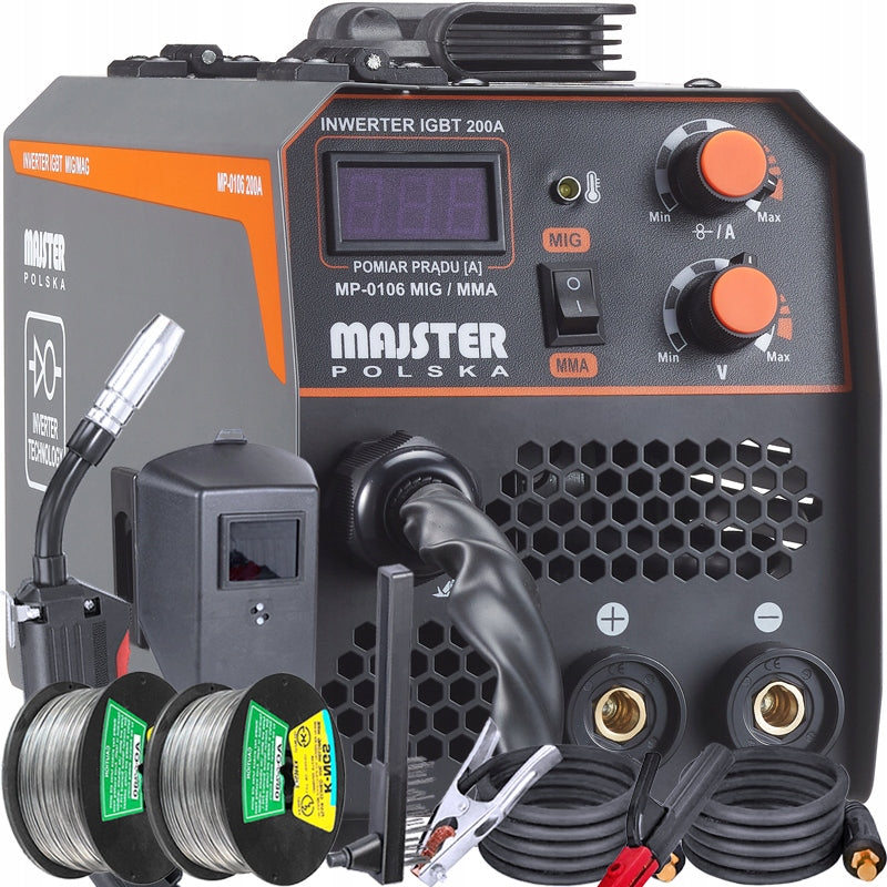 INVERTER Welder IGBT MIG MAG FLUX MMA migomat 200A 2x WIRE Manufacturer code MP-0108RG