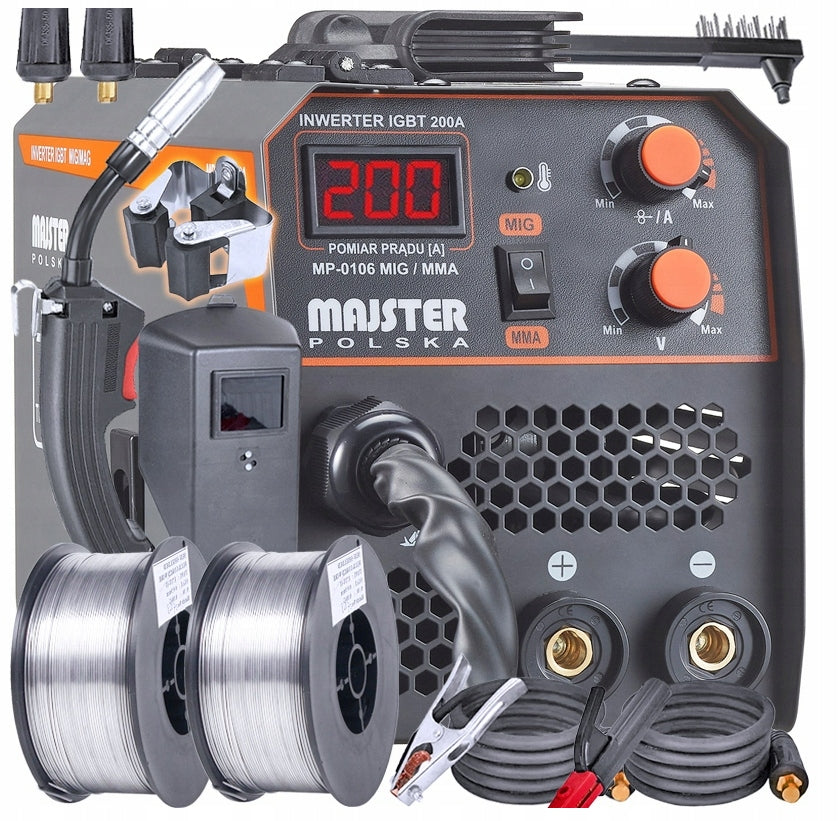 INVERTER Welder IGBT MIG MAG FLUX MMA migomat 200A 2x WIRE