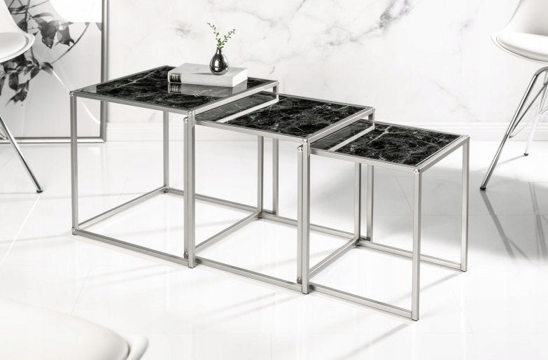 Tischset Invicta Elements 3, schwarzes Glas, Marmorimitat