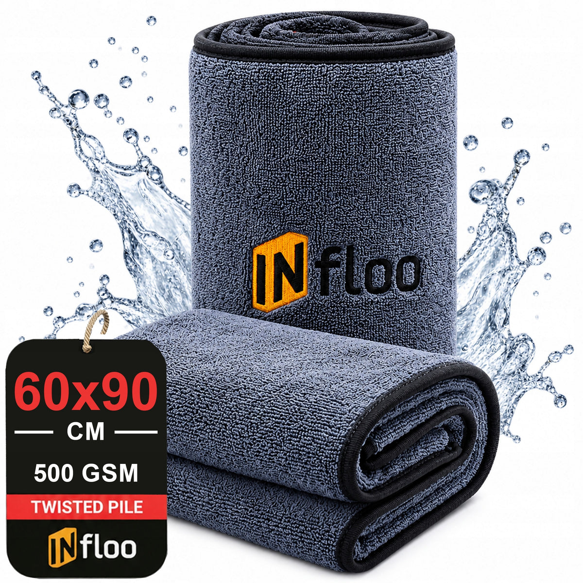 INfloo Microfiber Towel for Car Paint Dehumidification 60x90cm 500GSM