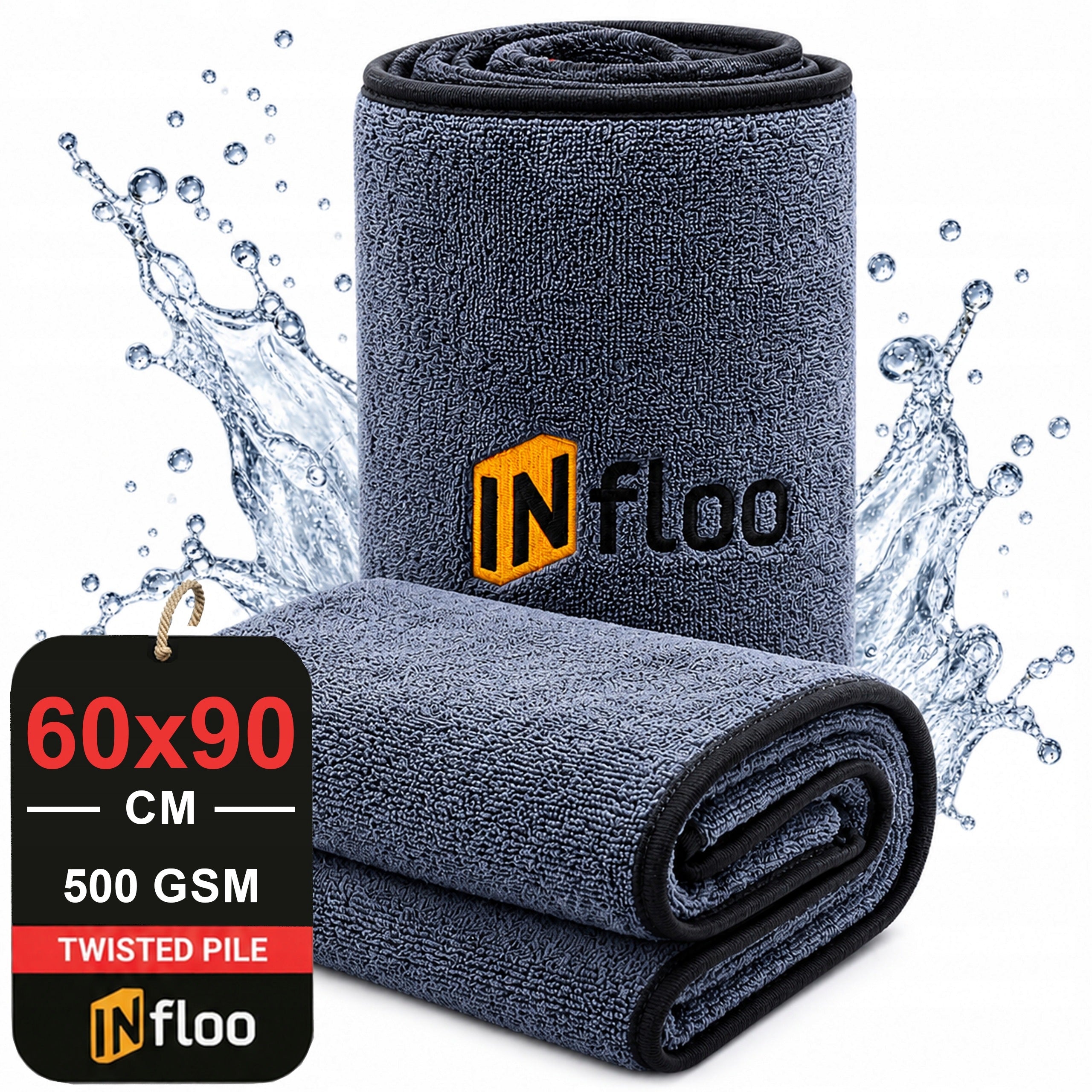 INfloo Microfiber Towel for Car Paint Dehumidification 60x90cm 500GSM