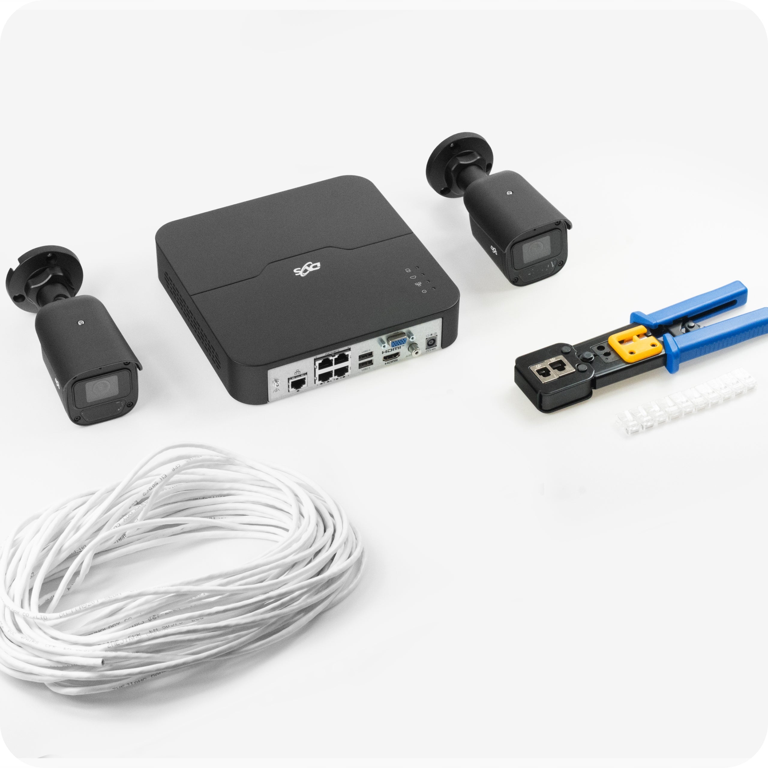IP Monitoring Kit 2 PoE Cameras 5Mpx Black External AI Analytics DVS Packaging status original