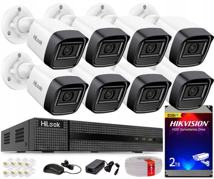 IP Monitoring Kit 4MPx 2K+ 8 Outdoor PoE Cameras HiLook by Hikvision
