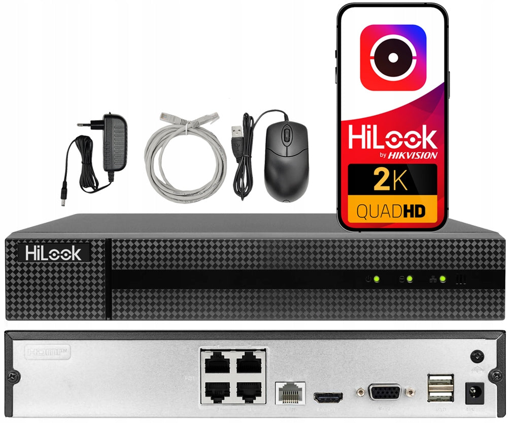 IP SURVEILLANCE KIT 4 CAMERAS 4MP PoE IR30M HIKVISION DISK RECORDER 1TB Manufacturer code IPCAM-B4(x4) KIT PoE + Naklejka EC