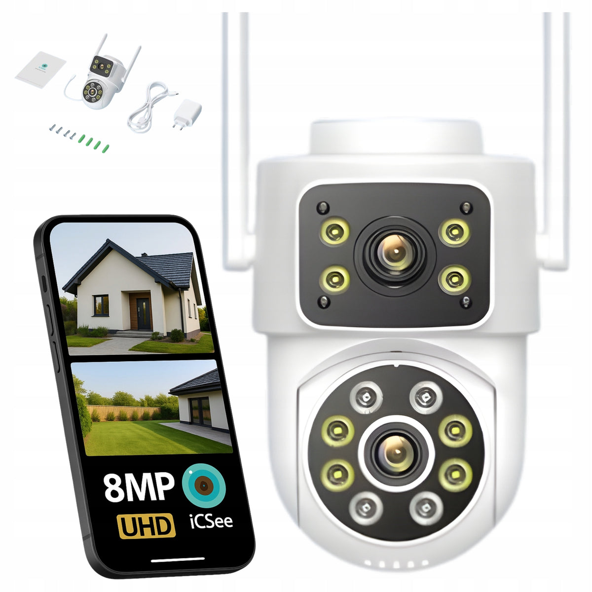 IP WIFI CAMERA OUTDOOR ROTATING DUAL APPLICATION ALARM DETECTION 8MP