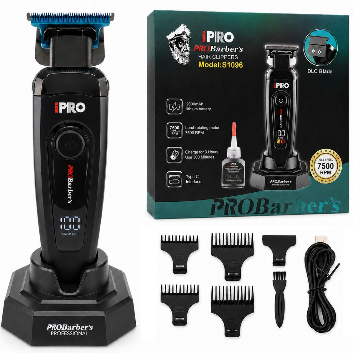 IPRO PROBARBER'S BEARD HAIR TRIMMER WIRELESS S1096