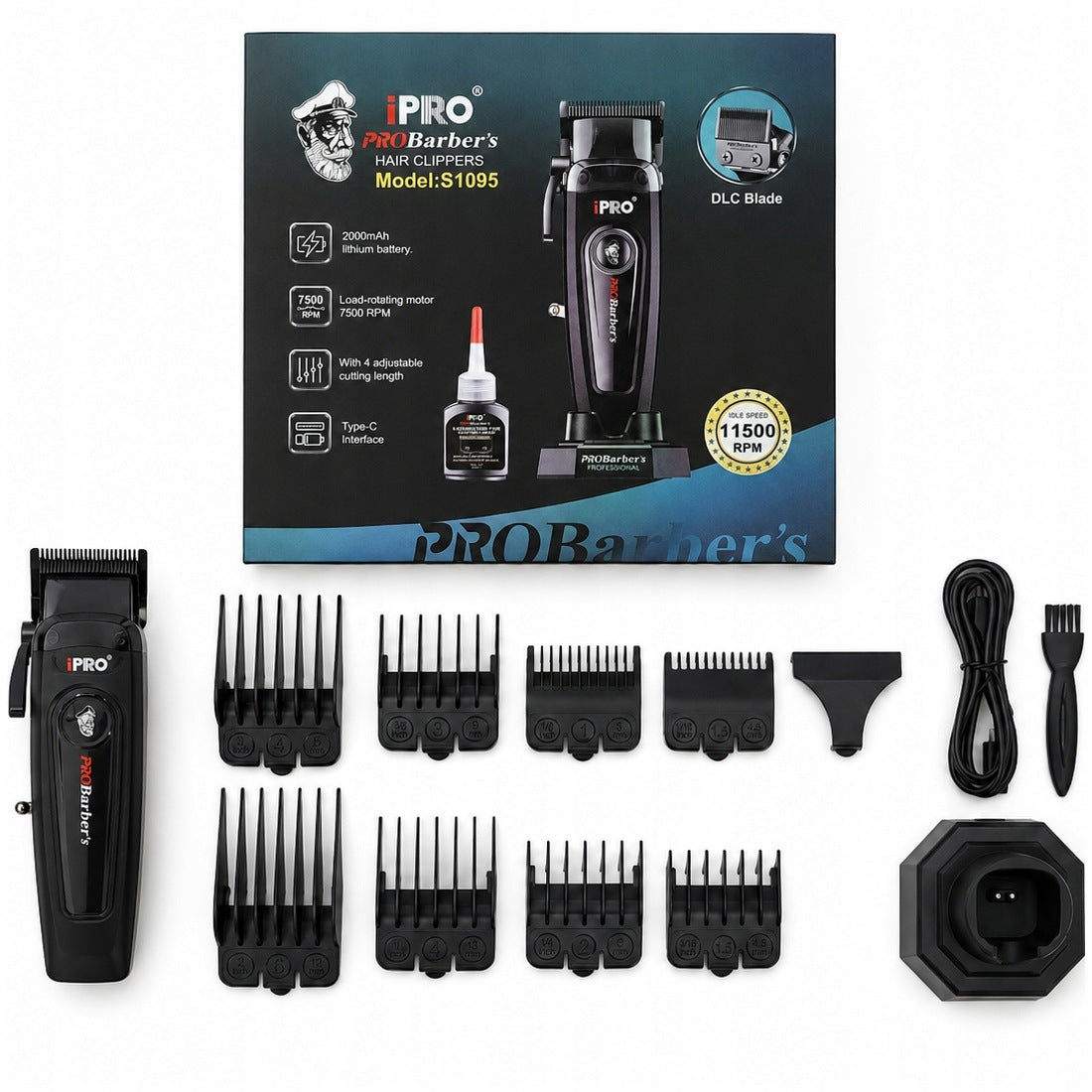 IPRO PROBARBER'S WIRELESS HAIR CLIPPER BLACK