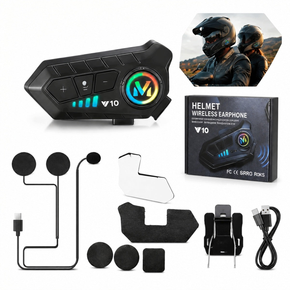 IPX6 Bluetooth Motorcycle Intercom for Helmet