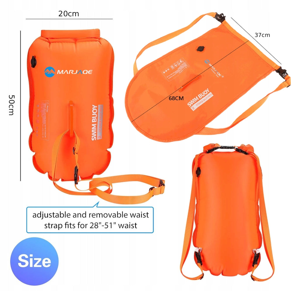 IPX6 Safety buoy inflatable for swimming 28L with shoulder straps Model 28L