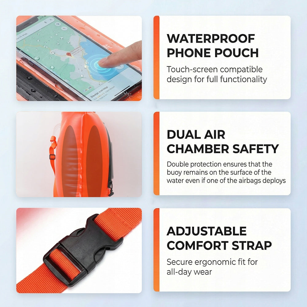 IPX7 Safety buoy inflatable for swimming with dry pocket Brand no brand