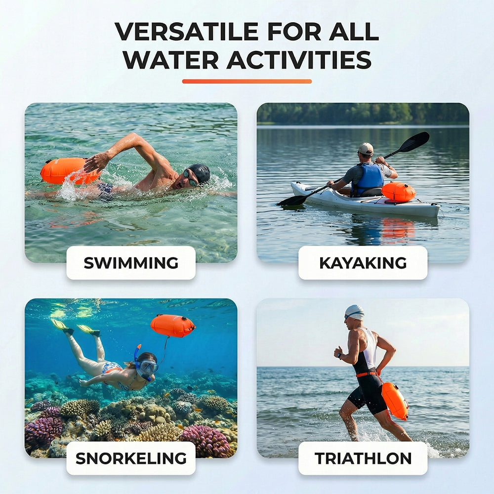 IPX7 Safety buoy inflatable for swimming with dry pocket Length 70 cm