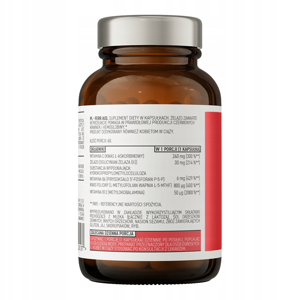 IRON OstroVit 30 mg ABSORBABLE 60 ORGANIC CAPs Vitamin C B6 B12 Manufacturer code 5903246228137