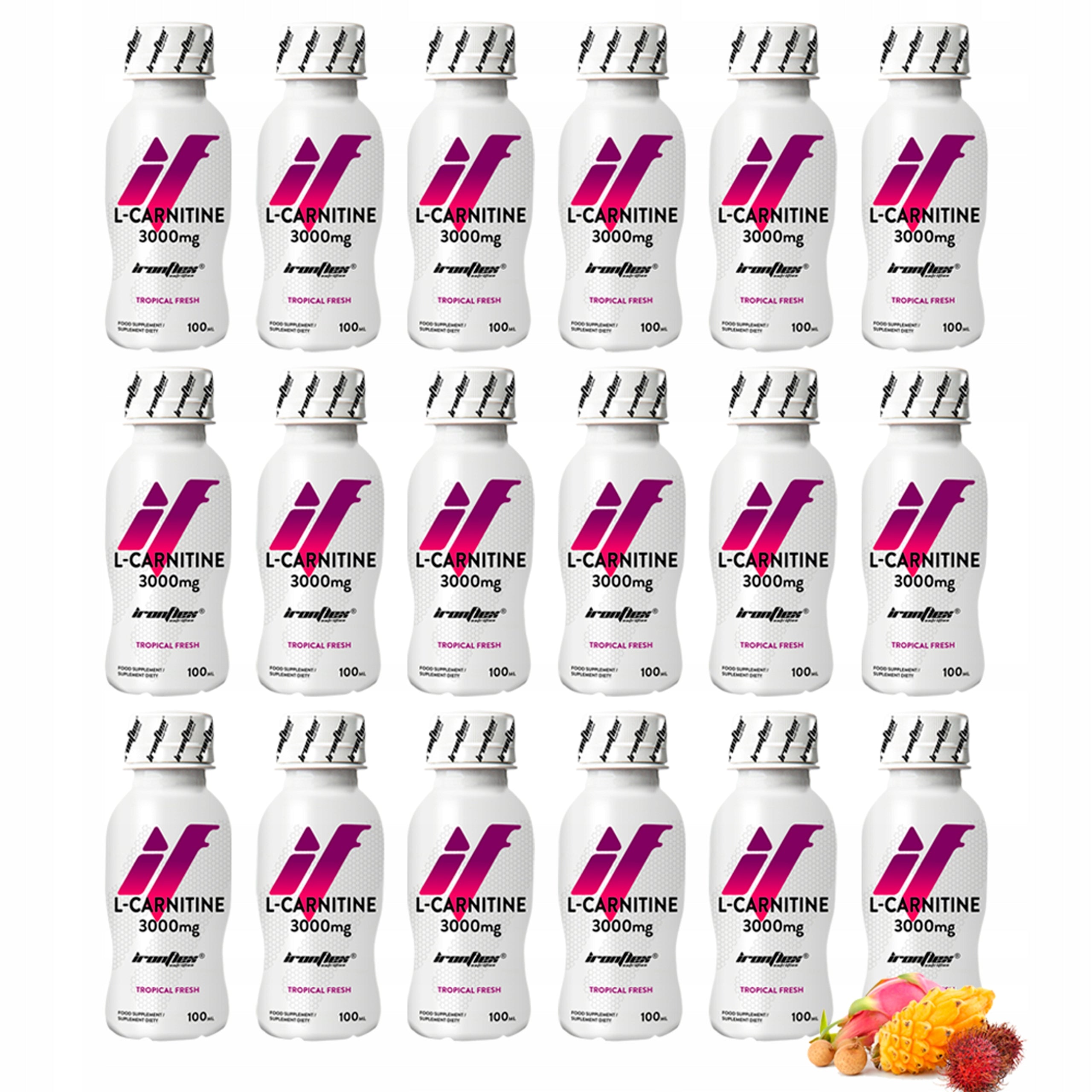 IRONFLEX L-CARNITINE 3000mg SHOT 24x100ml POWERFUL FAT BURNER METABOLISM